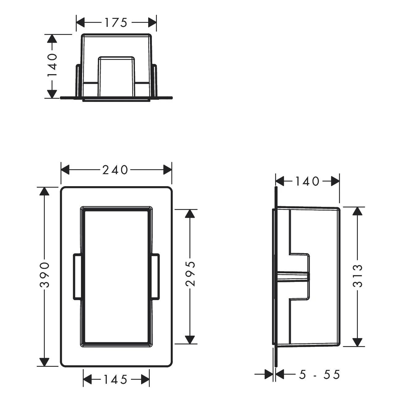 hansgrohe XtraStoris Minimalistic Wandnischen-Einbaubox rahmenlos 15 x 14 x 30 cm Bild 5