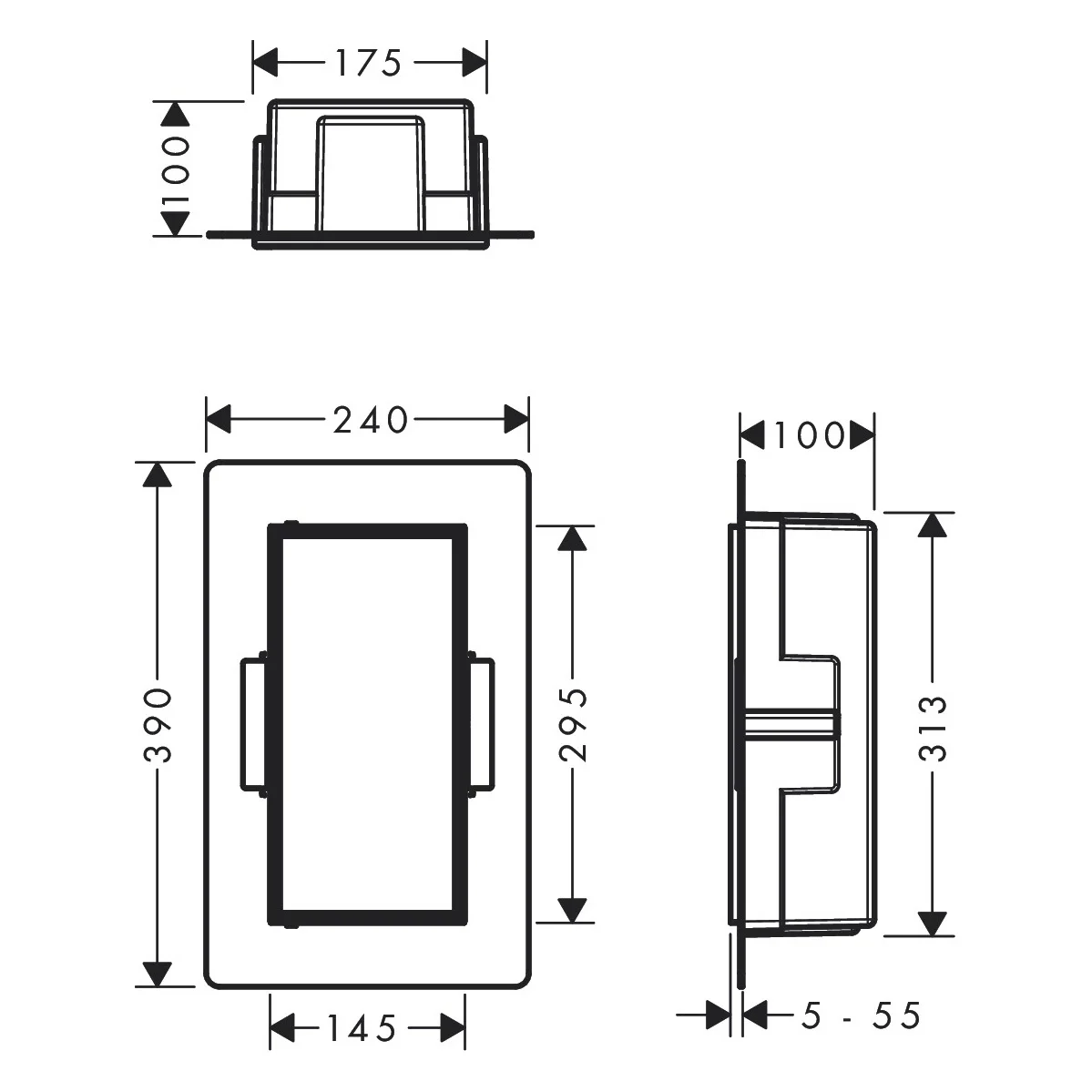 hansgrohe XtraStoris Rock Wandnischen-Einbaubox mit befliesbarer Tür 15 x 10 x 30 cm Bild 2