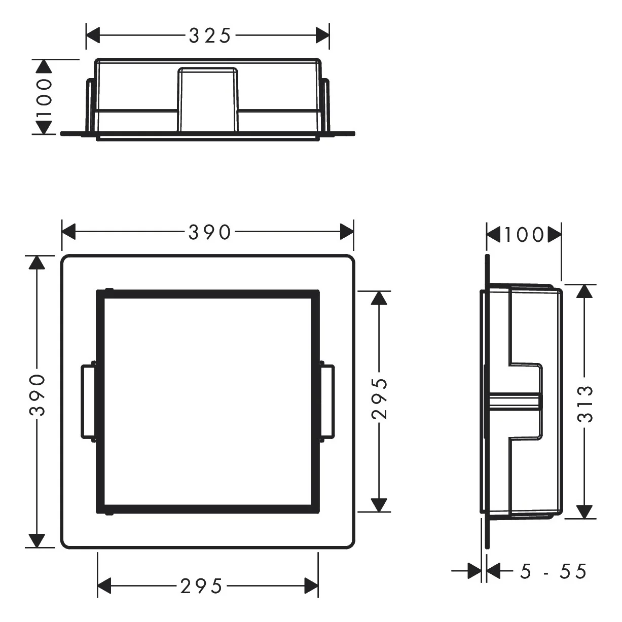 hansgrohe XtraStoris Rock Wandnischen-Einbaubox mit befliesbarer Tür 30 x 10 x 30 cm Bild 2