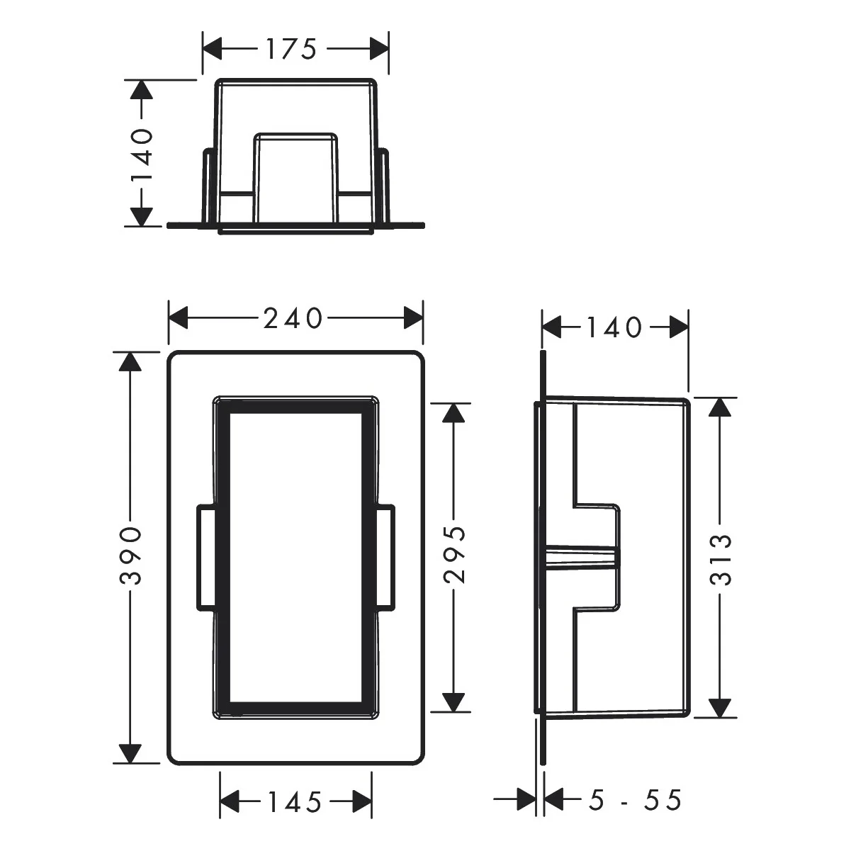 hansgrohe XtraStoris Rock Wandnischen-Einbaubox mit befliesbarer Tür 15 x 14 x 30 cm Bild 2