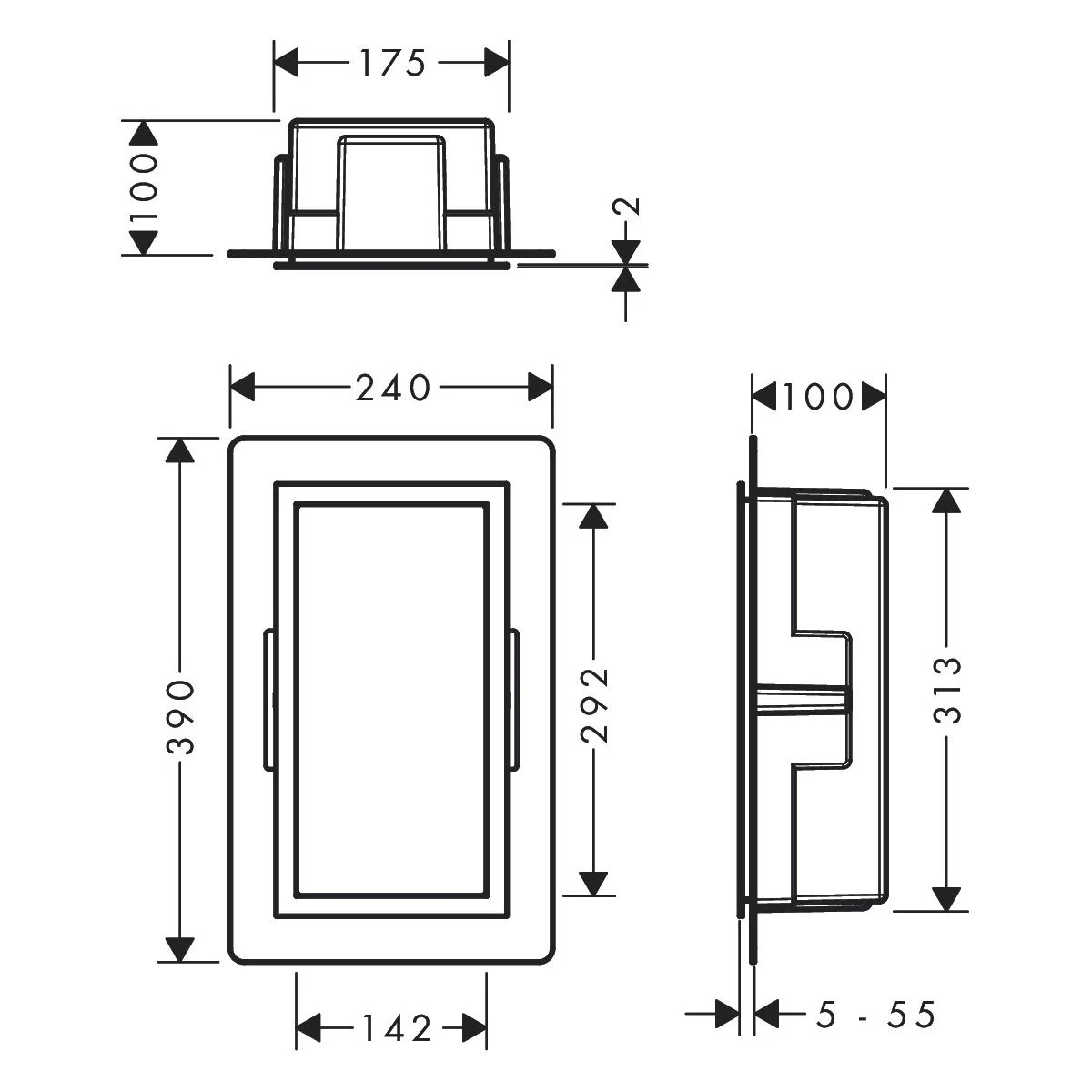 hansgrohe XtraStoris Individual Wandnischen-Einbaubox mit Designrahmen 15 x 10 x 30 cm Bild 2