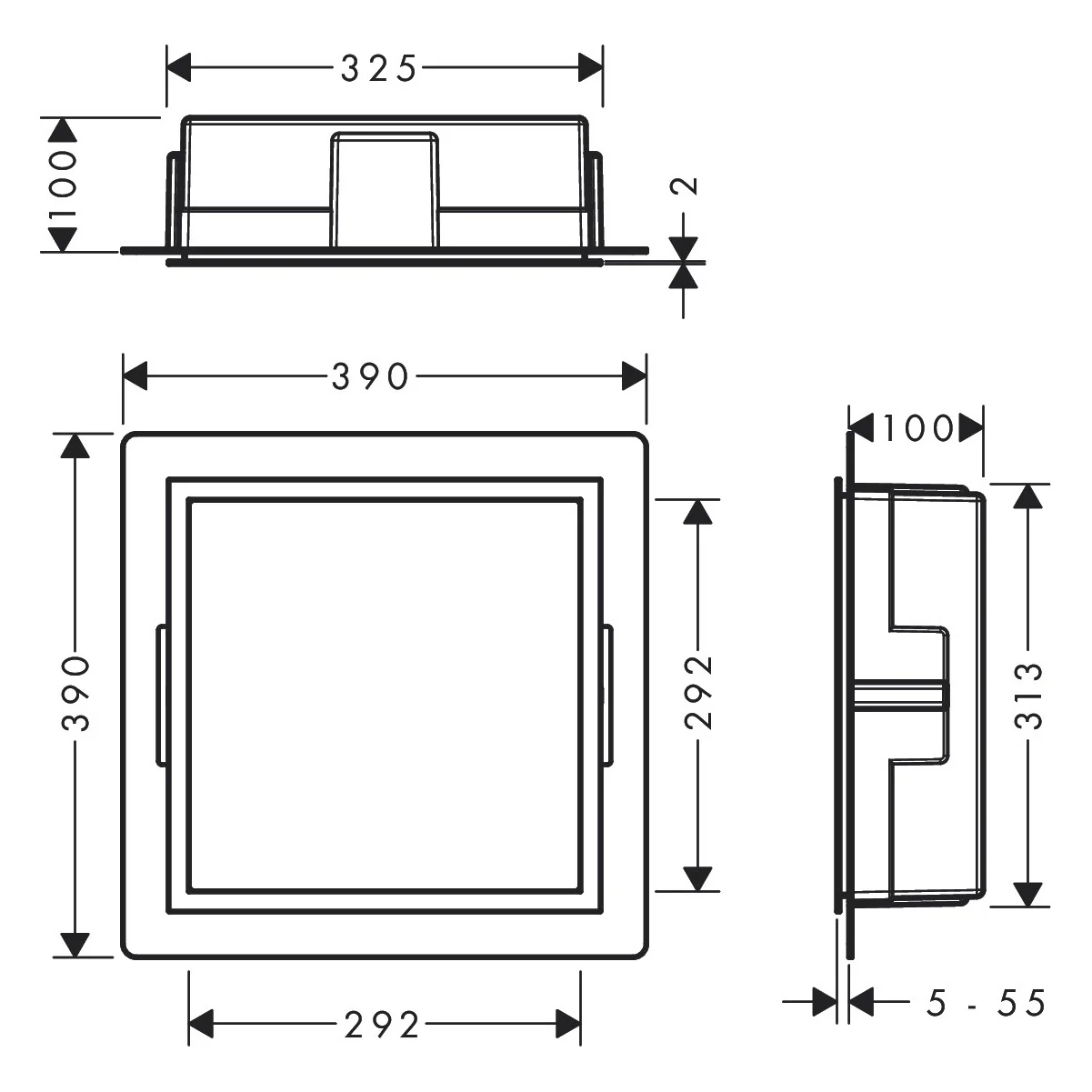 hansgrohe XtraStoris Individual Wandnischen-Einbaubox mit Designrahmen 30 x 10 x 30 cm Bild 2