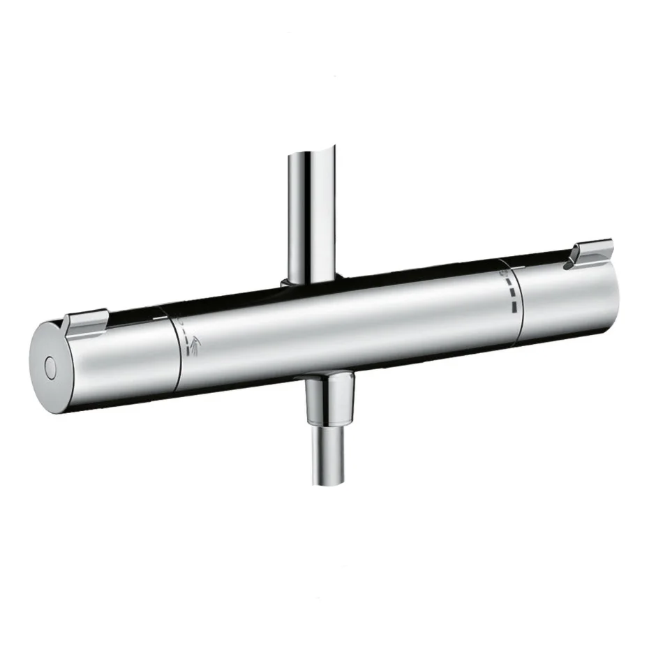 Termostat widok z przodu, srebrna powierzchnia, hansgrohe