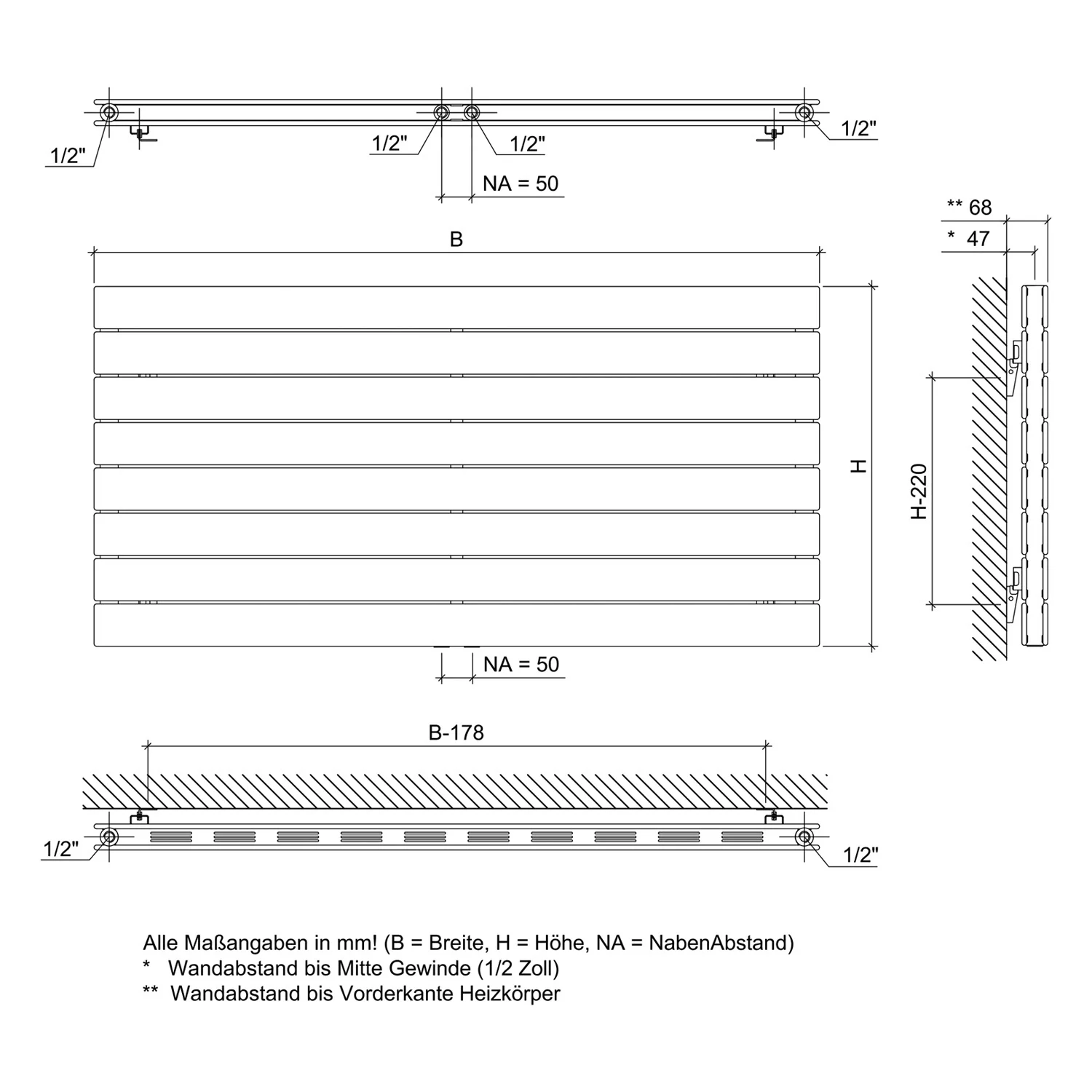 Sturotec Room 1 Heizkörper 120 x 59,5 cm mit Mittelanschluss Bild 3
