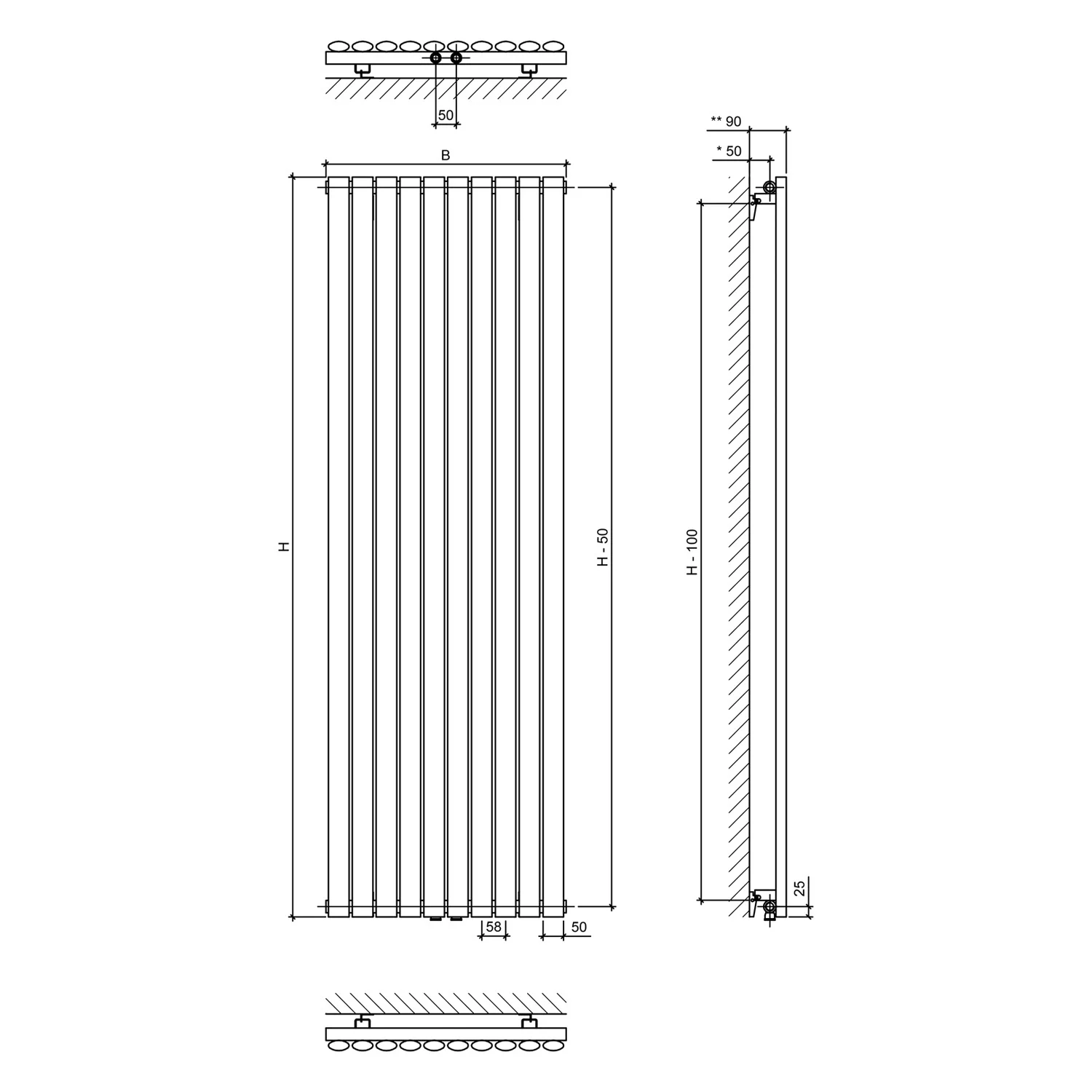 Sturotec Room 2 Heizkörper 46,8 x 180 cm mit Mittelanschluss Bild 4