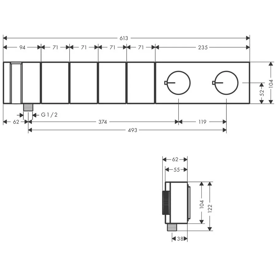 AXOR Edge Thermostatmodul Select 610/100 Unterputz für 4 Verbraucher Bild 2