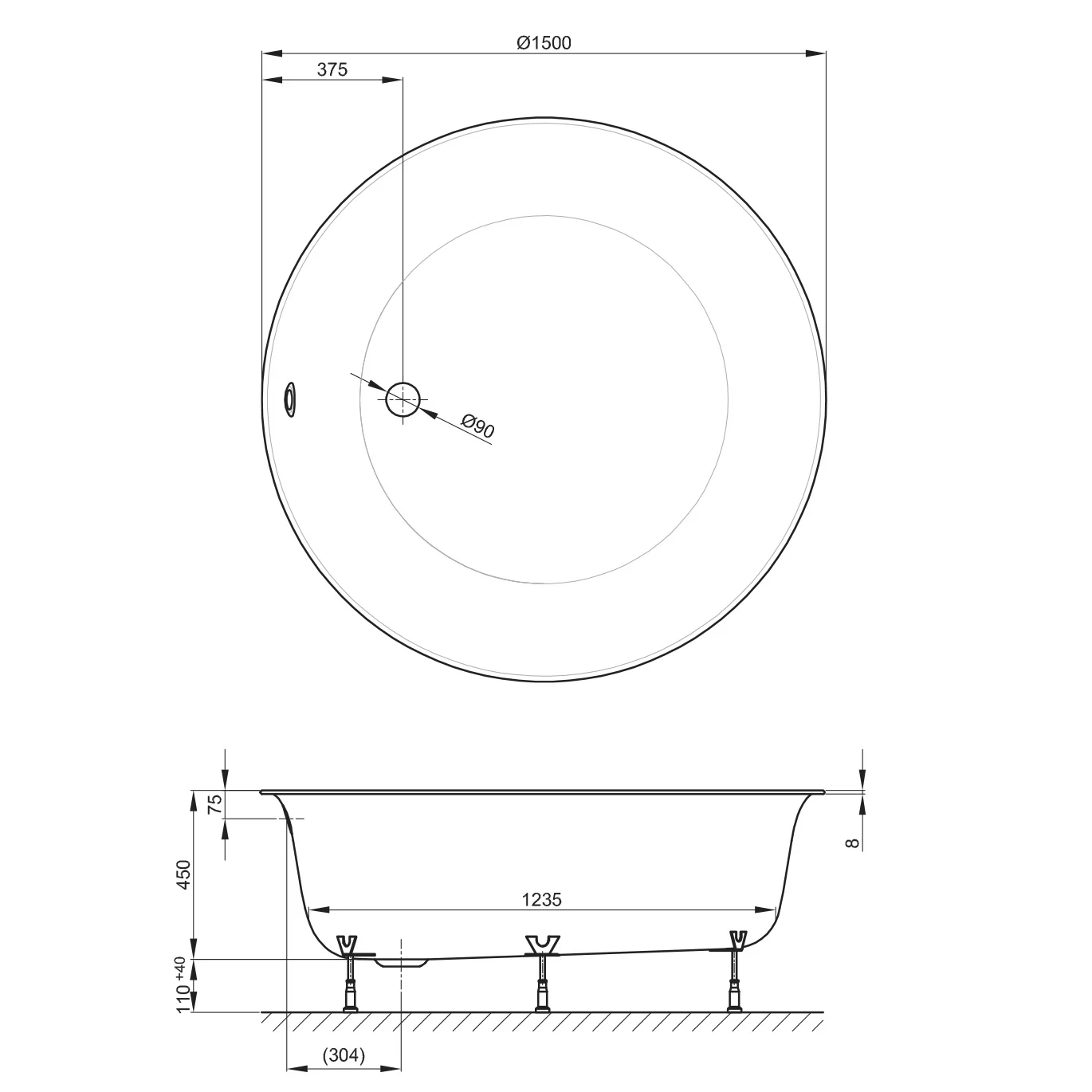Bette BettePond Einbau-Rundbadewanne 150 x 150 cm Bild 5