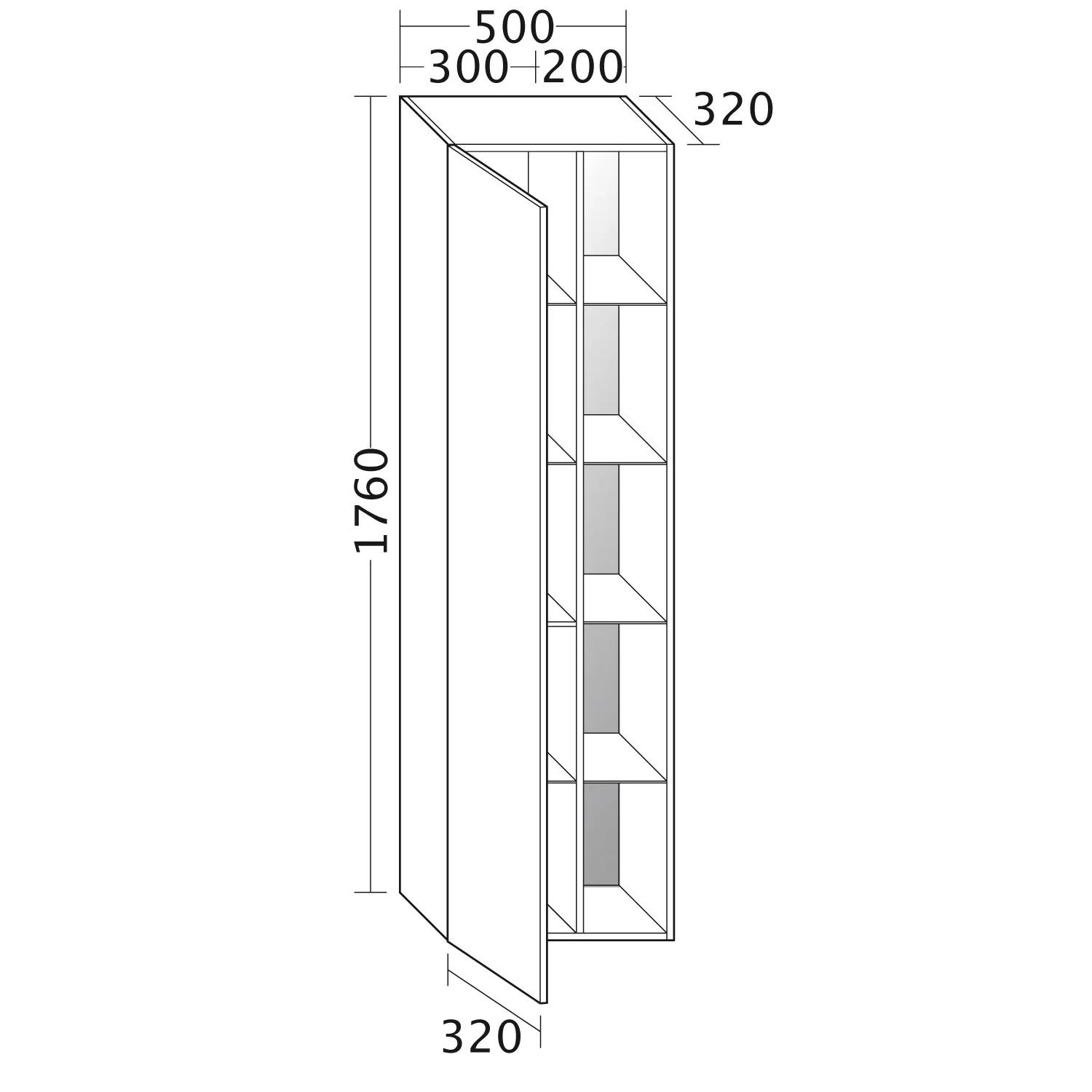burgbad Badu Hochschrank 50 cm, 1 Tür, Anschlag links, 1 Regal Bild 3