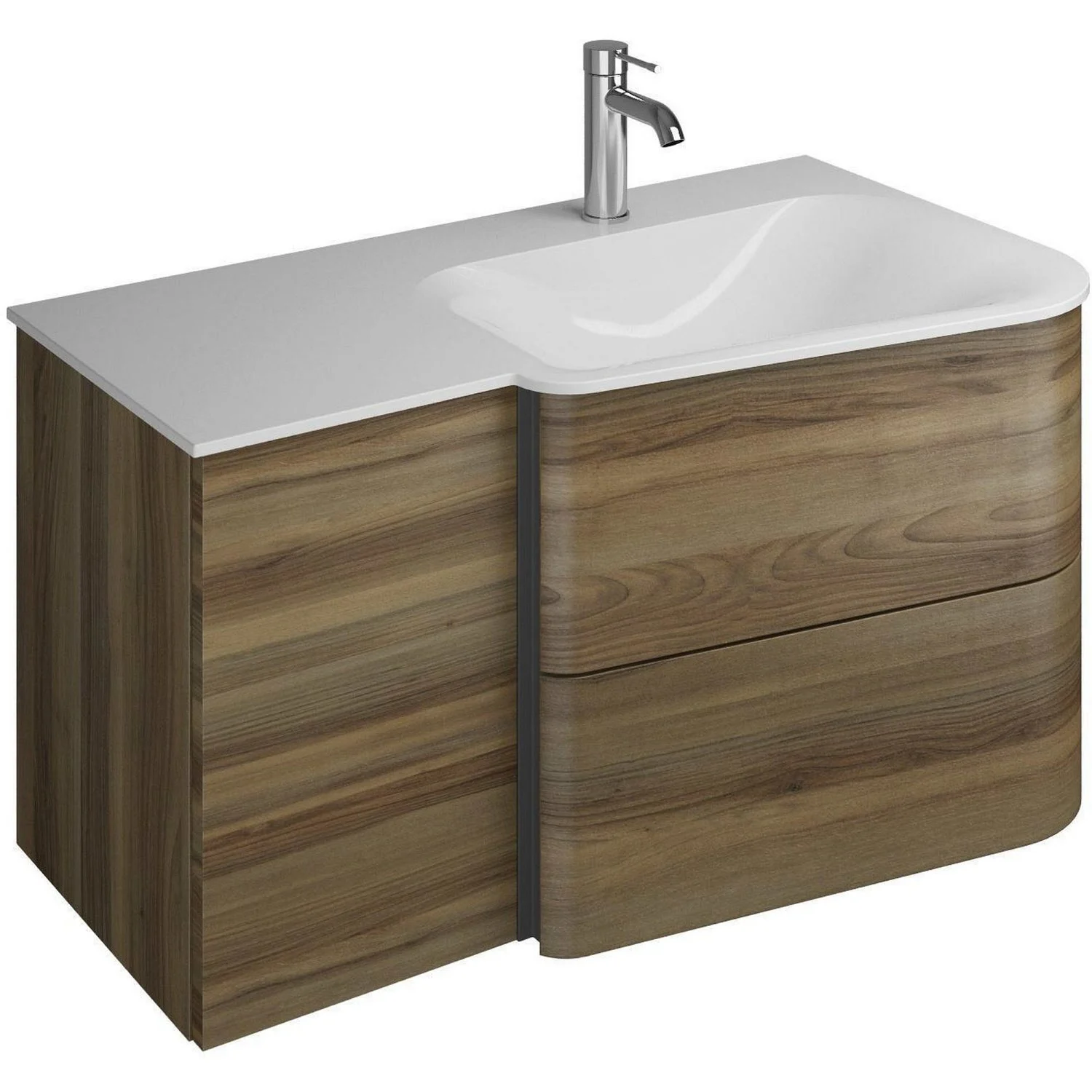 burgbad Badu Mineralguss-Waschtisch inkl. Waschtischunterschrank 92 cm,  Becken rechts