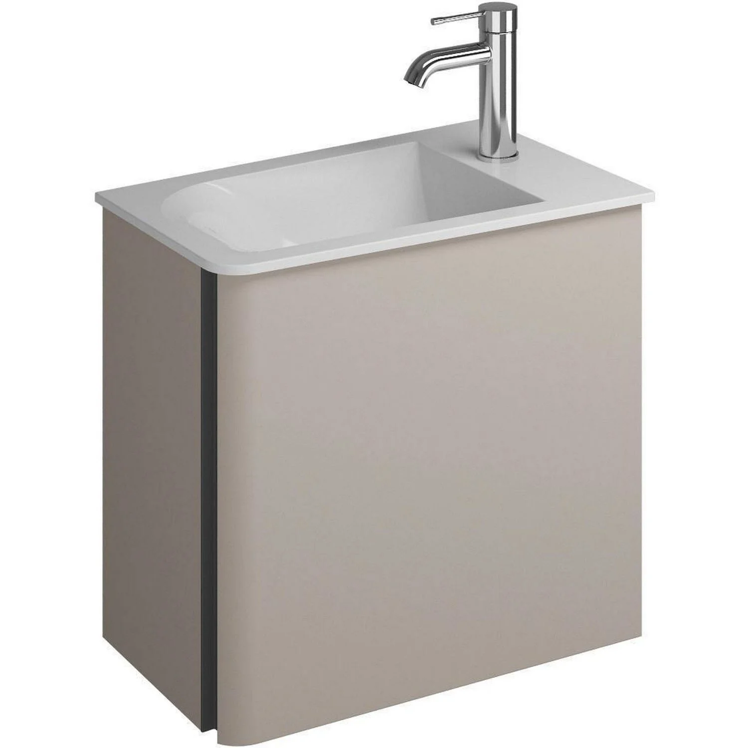 burgbad Badu Mineralguss-Waschtisch inkl. Waschtischunterschrank 52 cm, 1 Tür, Türanschlag rechts