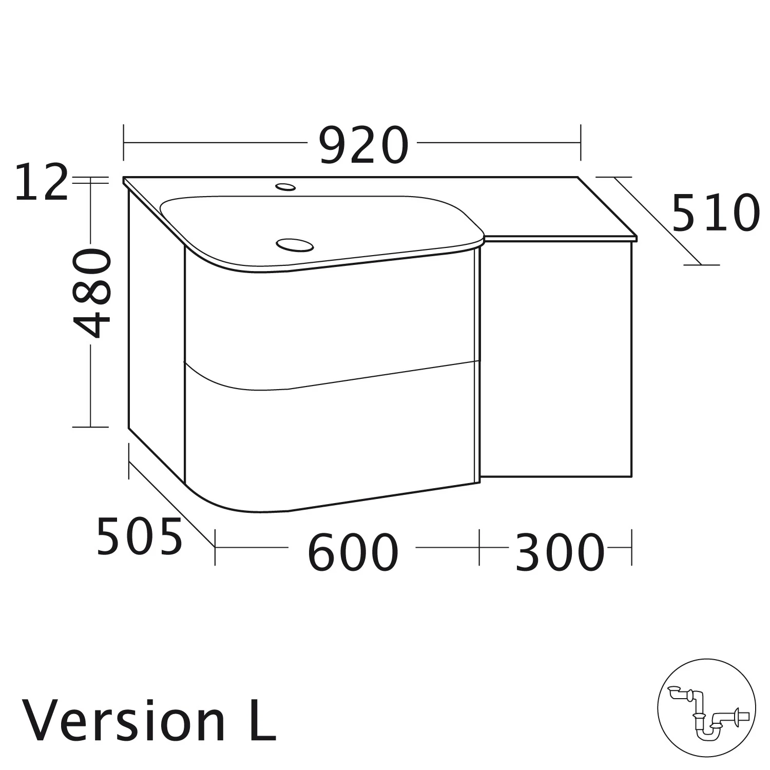 burgbad Badu Mineralguss-Waschtisch inkl. Waschtischunterschrank 92 cm, Becken links Bild 5