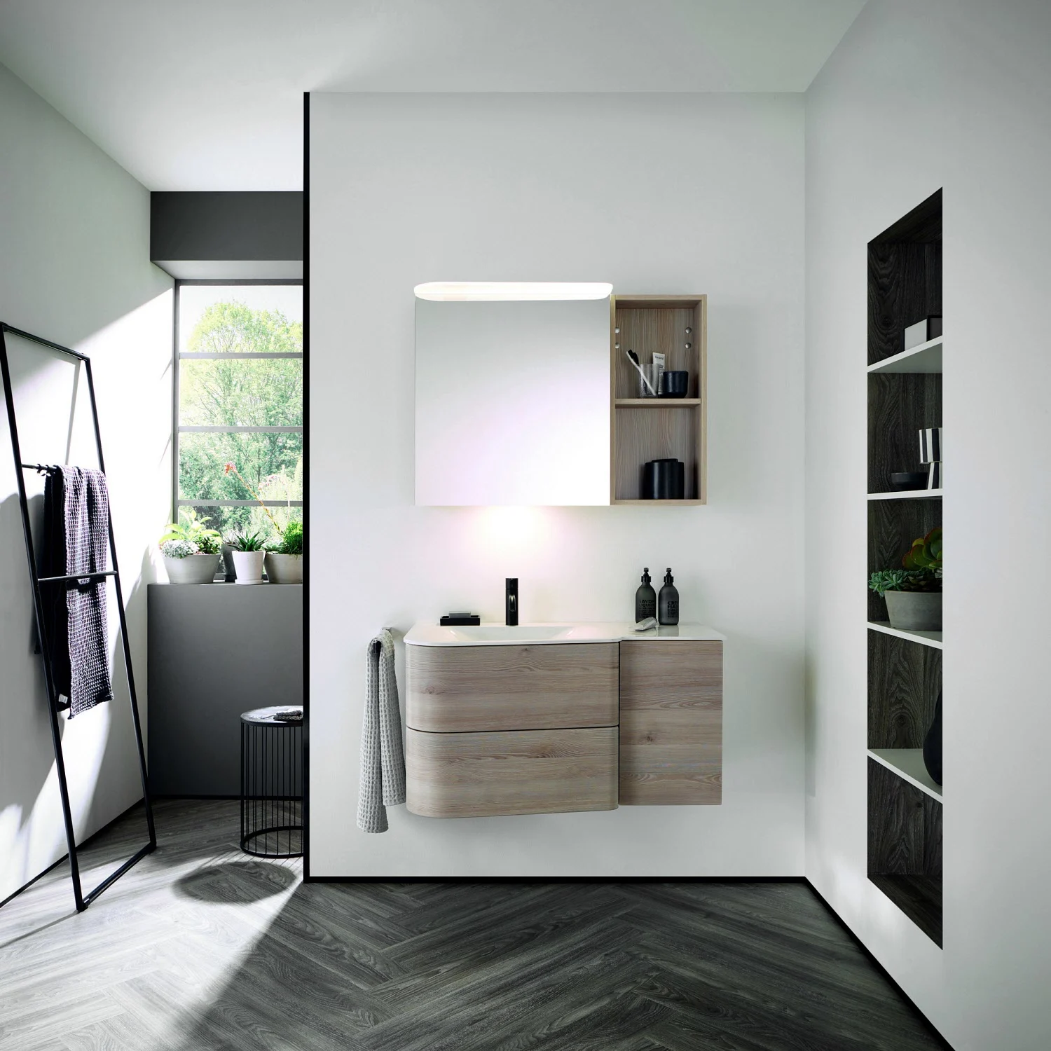 burgbad Badu Mineralguss-Waschtisch inkl. Waschtischunterschrank 92 cm, Becken links Bild 4