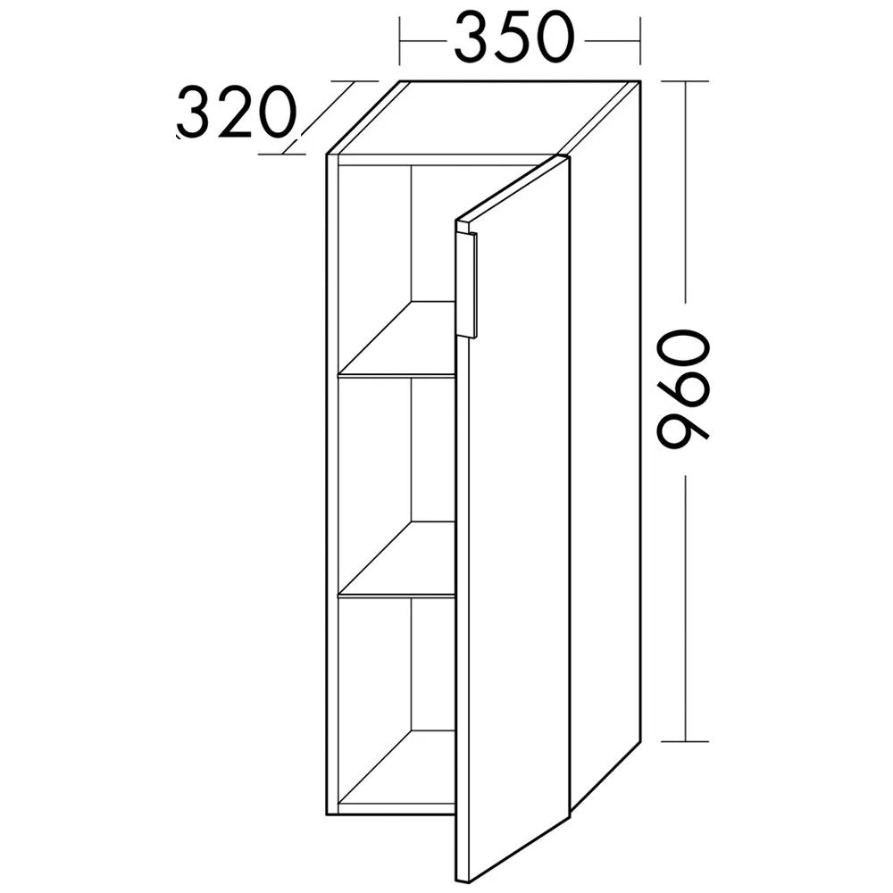 burgbad Eqio Halbhoher Schrank 35 x 32 x 96 cm Rechts, mit Stangengriff P95 Bild 4