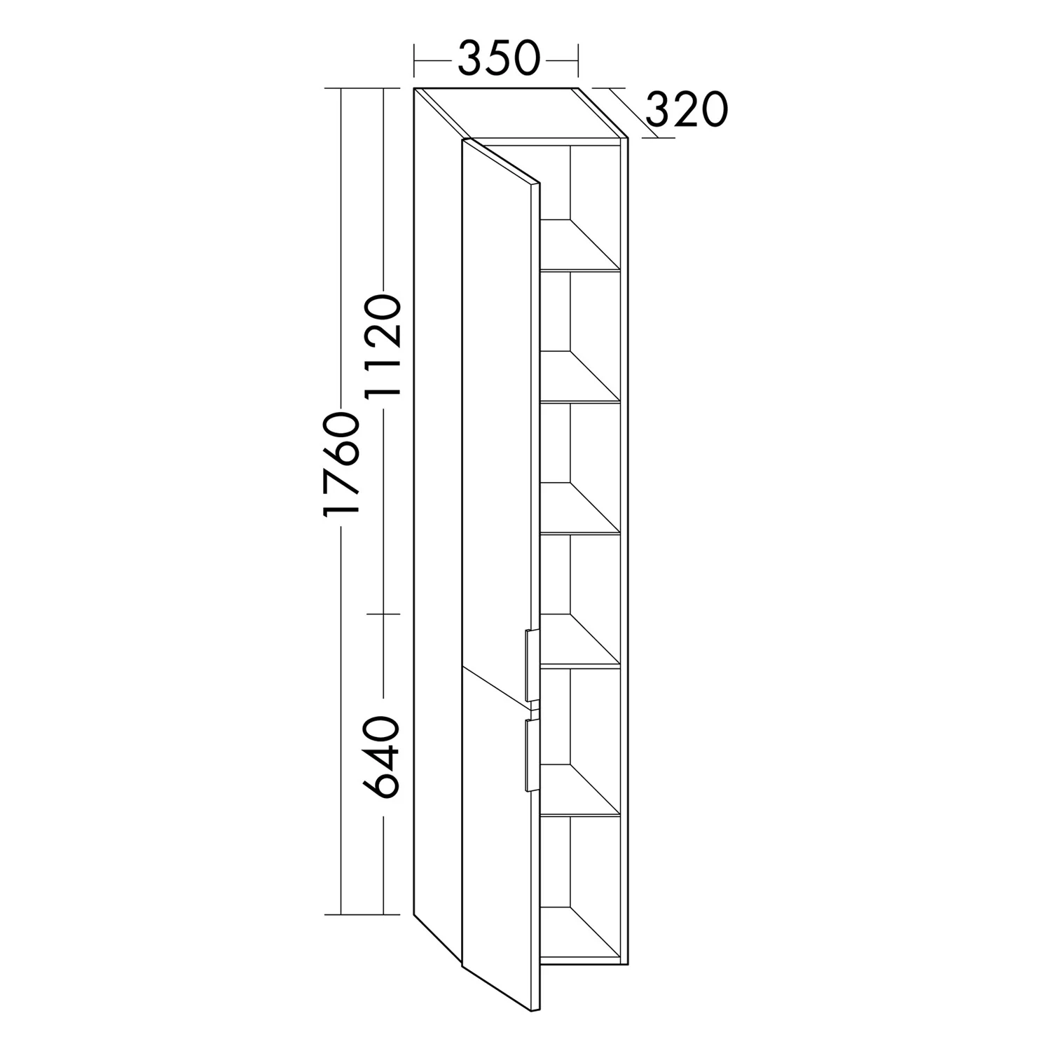 burgbad Eqio Hochschrank 35 x 32 x 176 cm Rechts, mit Stangengriff P95 Bild 3