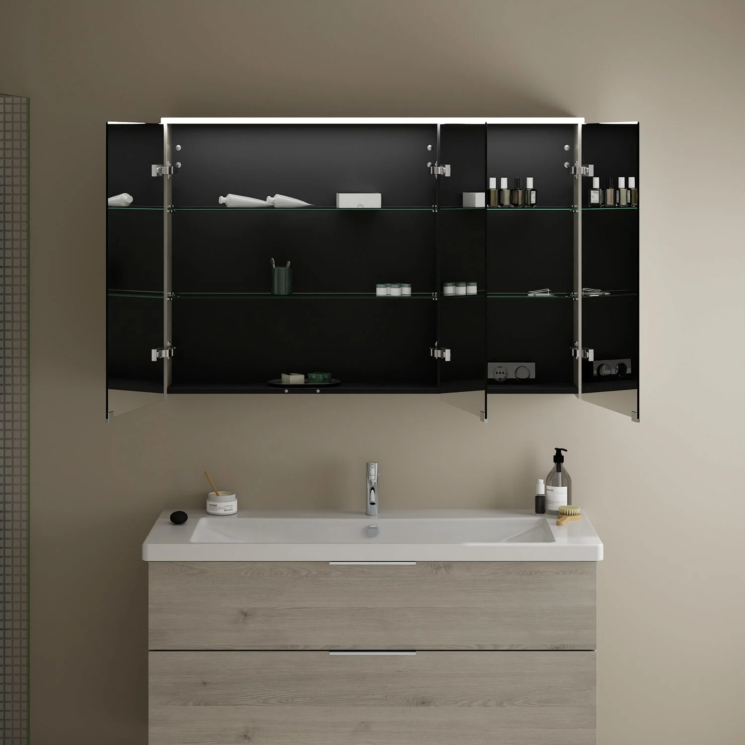 burgbad Eqio Spiegelschrank mit LED-Aufsatzleuchte 120 cm Links Bild 3