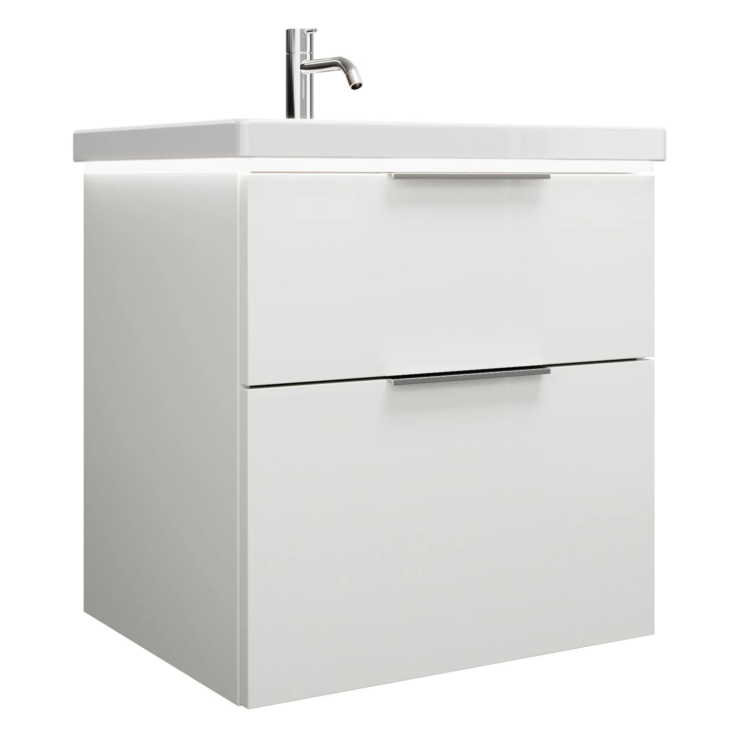 burgbad Eqio Waschtischkombination mit Keramik-Waschtisch mit LED-Beleuchtung, 63 cm, mit Griff G0146 Bild 2