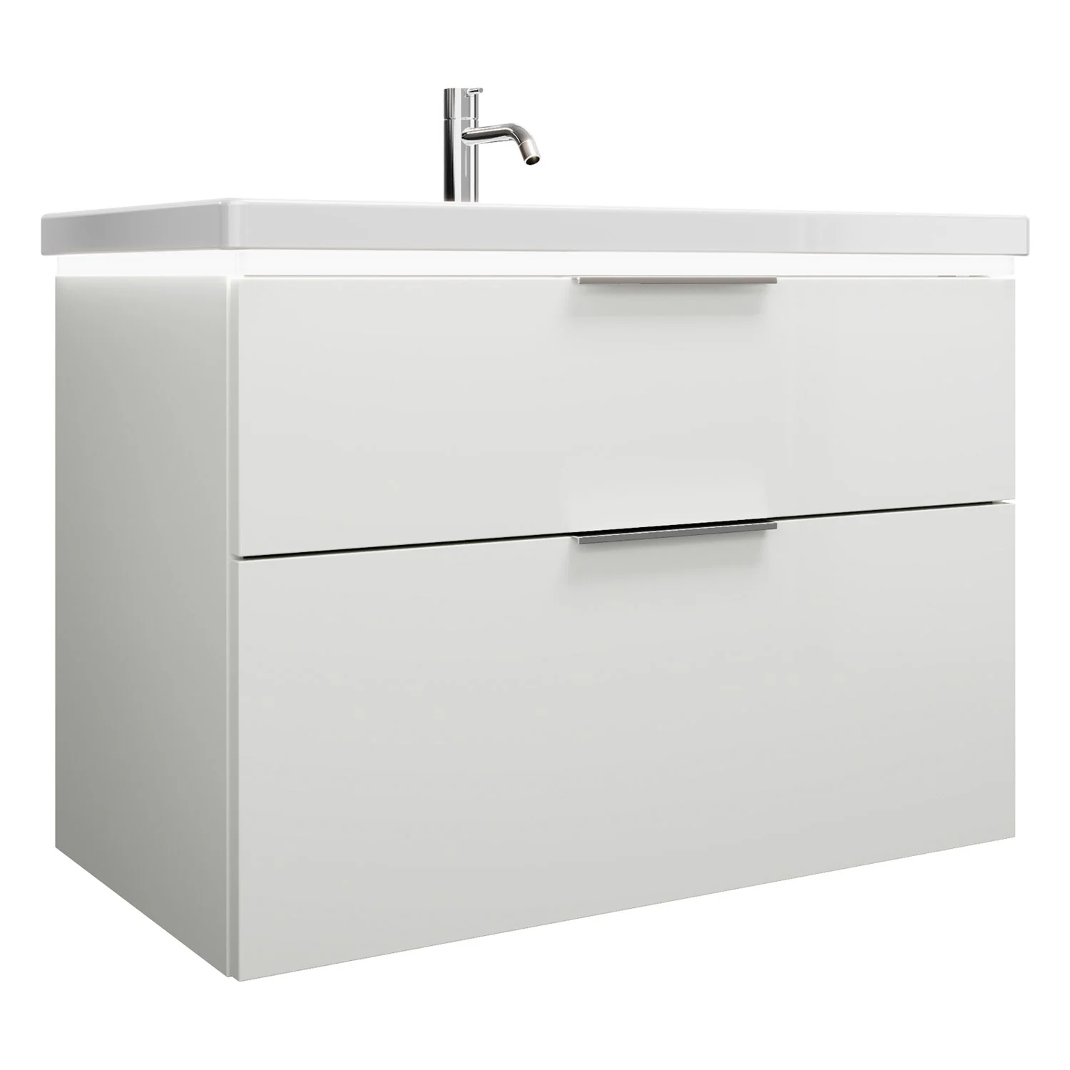 burgbad Eqio Waschtischkombination mit Keramik-Waschtisch mit LED-Beleuchtung, 93 cm, mit Griff G0146 Bild 2