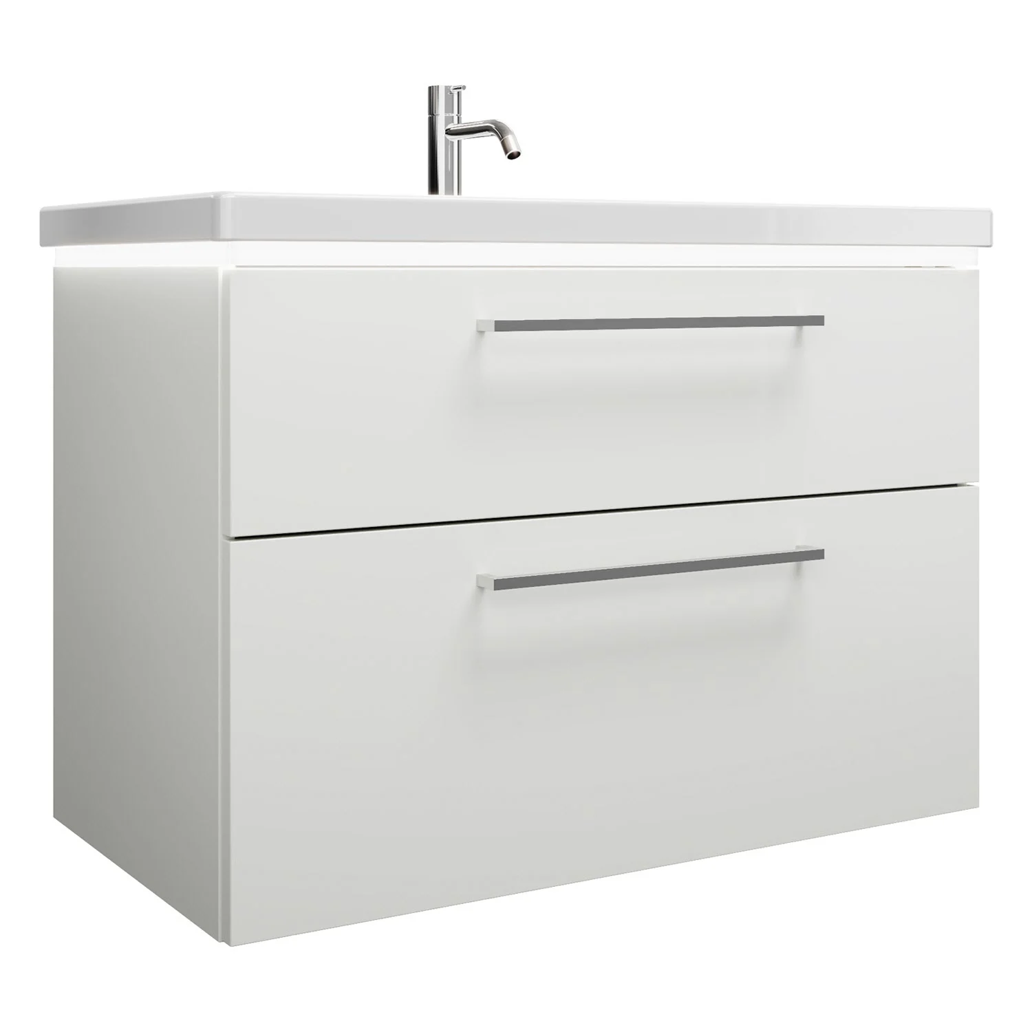 burgbad Eqio Waschtischkombination mit Keramik-Waschtisch mit LED-Beleuchtung, 93 cm, mit Stangengriff P95 Bild 2