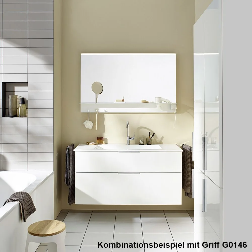 burgbad Eqio Waschtischkombination mit Keramik-Waschtisch mit LED-Beleuchtung, 93 cm, mit Stangengriff P95 Bild 5