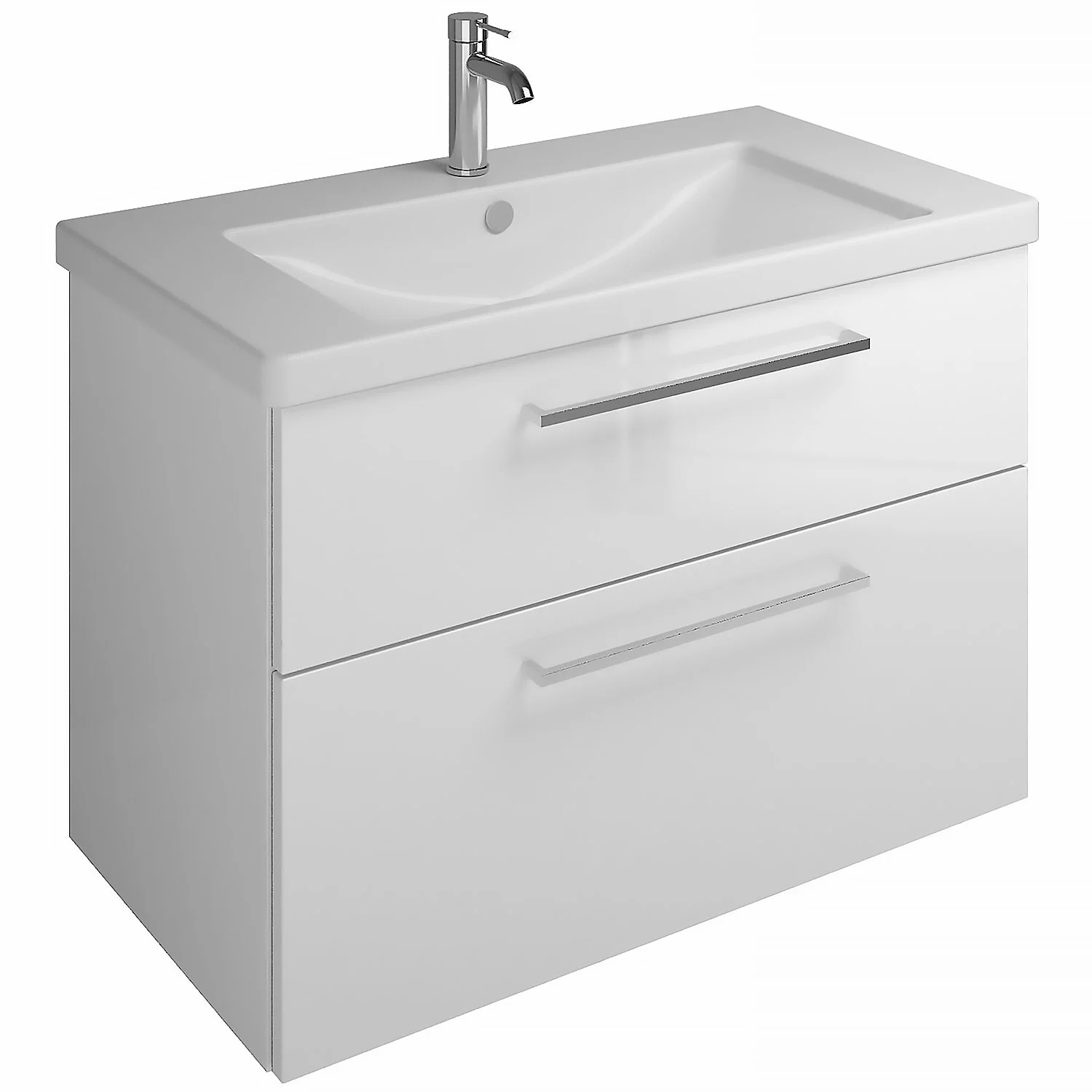 burgbad Eqio Waschtischkombination mit Keramik-Waschtisch, 93 cm, mit Stangengriff P95