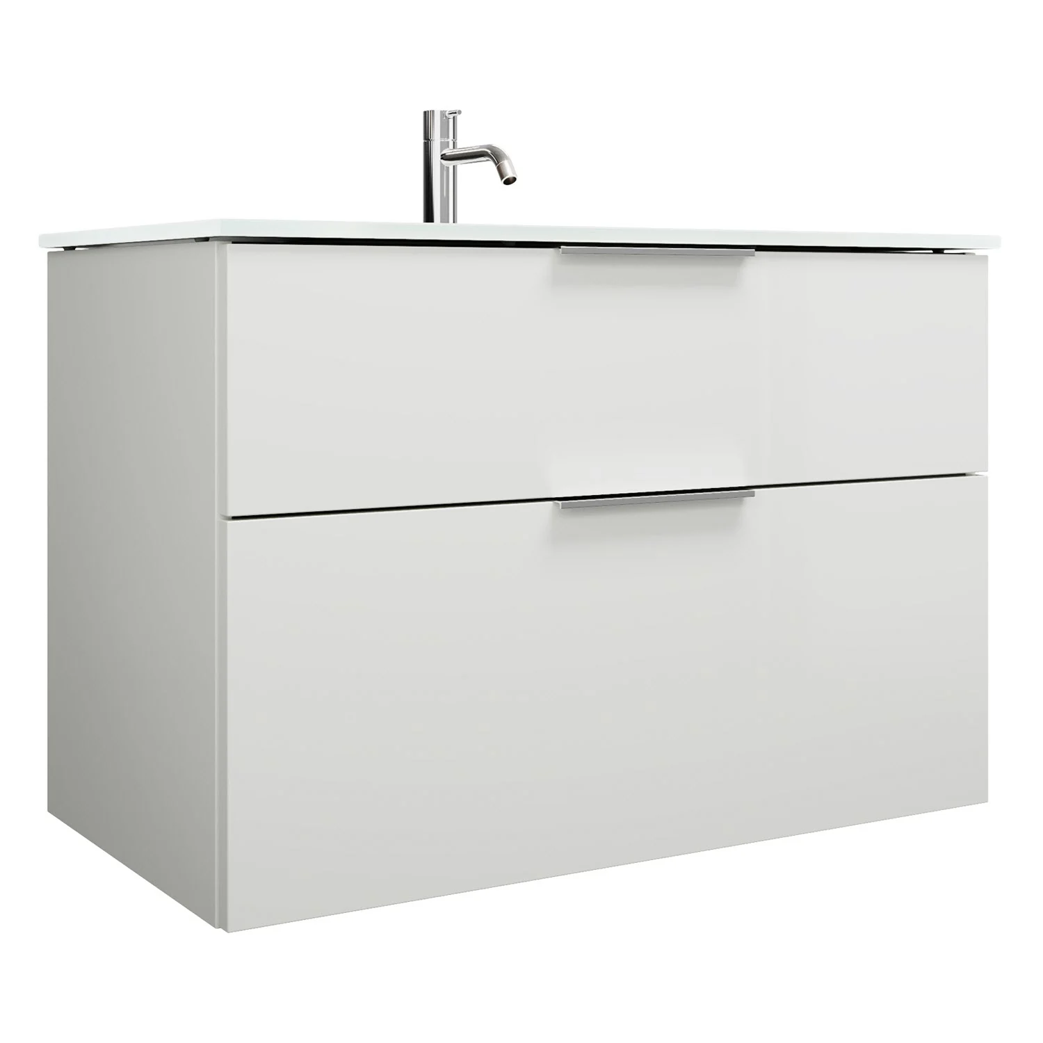 burgbad Eqio Waschtischkombination mit Glaswaschtisch 92 cm, mit Griff G0146 Bild 2