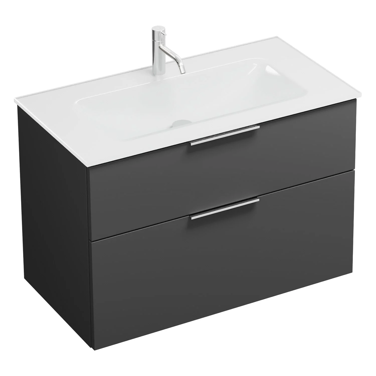burgbad Eqio Waschtischkombination mit Glaswaschtisch 92 cm, mit Griff G0146 Bild 2