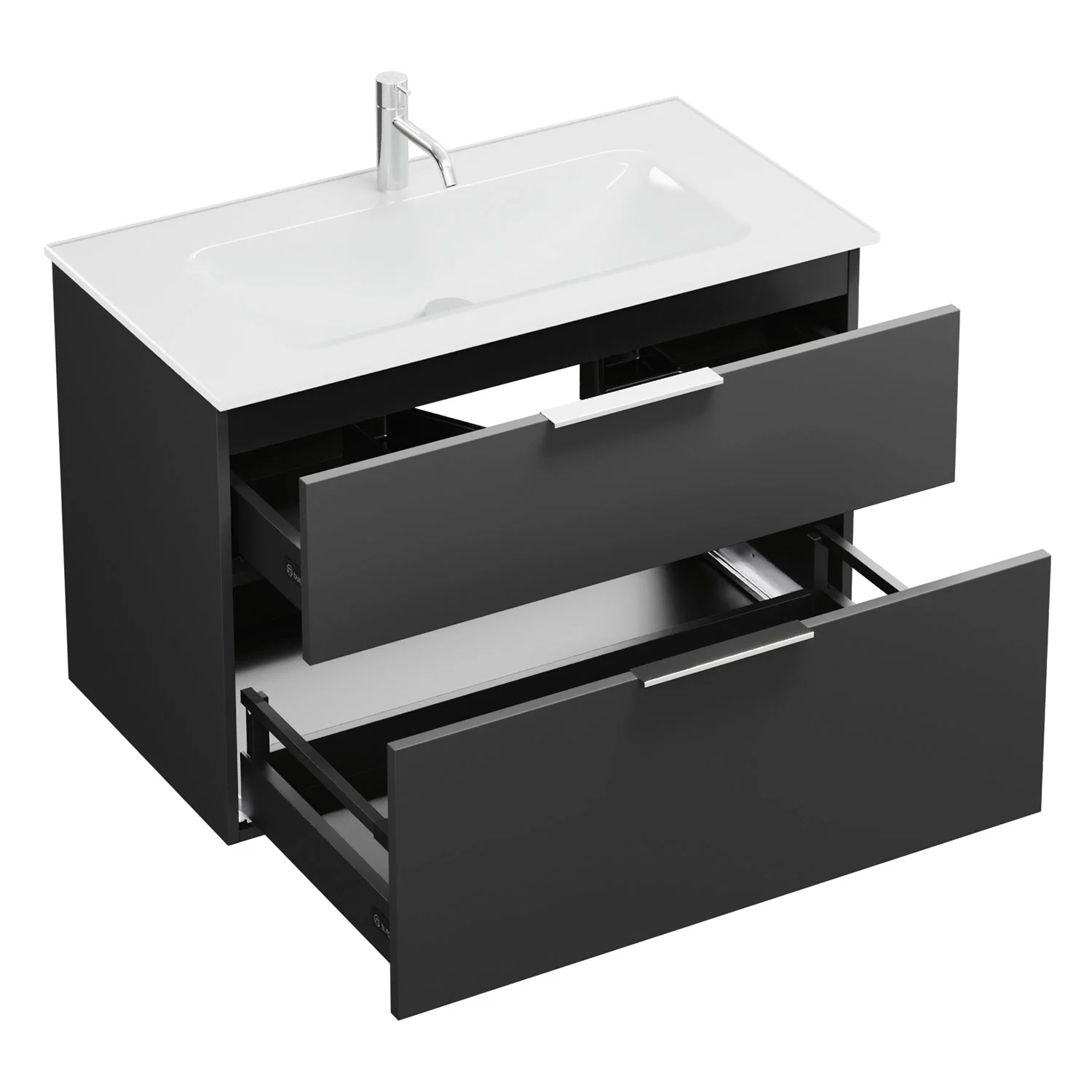 burgbad Eqio Waschtischkombination mit Glaswaschtisch 92 cm, mit Griff G0146 Bild 6