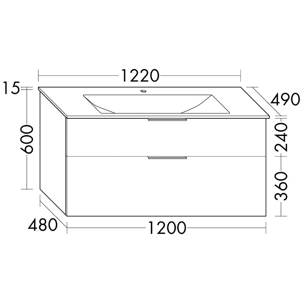 burgbad Eqio Waschtischkombination mit Glaswaschtisch 122 cm, mit Griff G0146 Bild 4