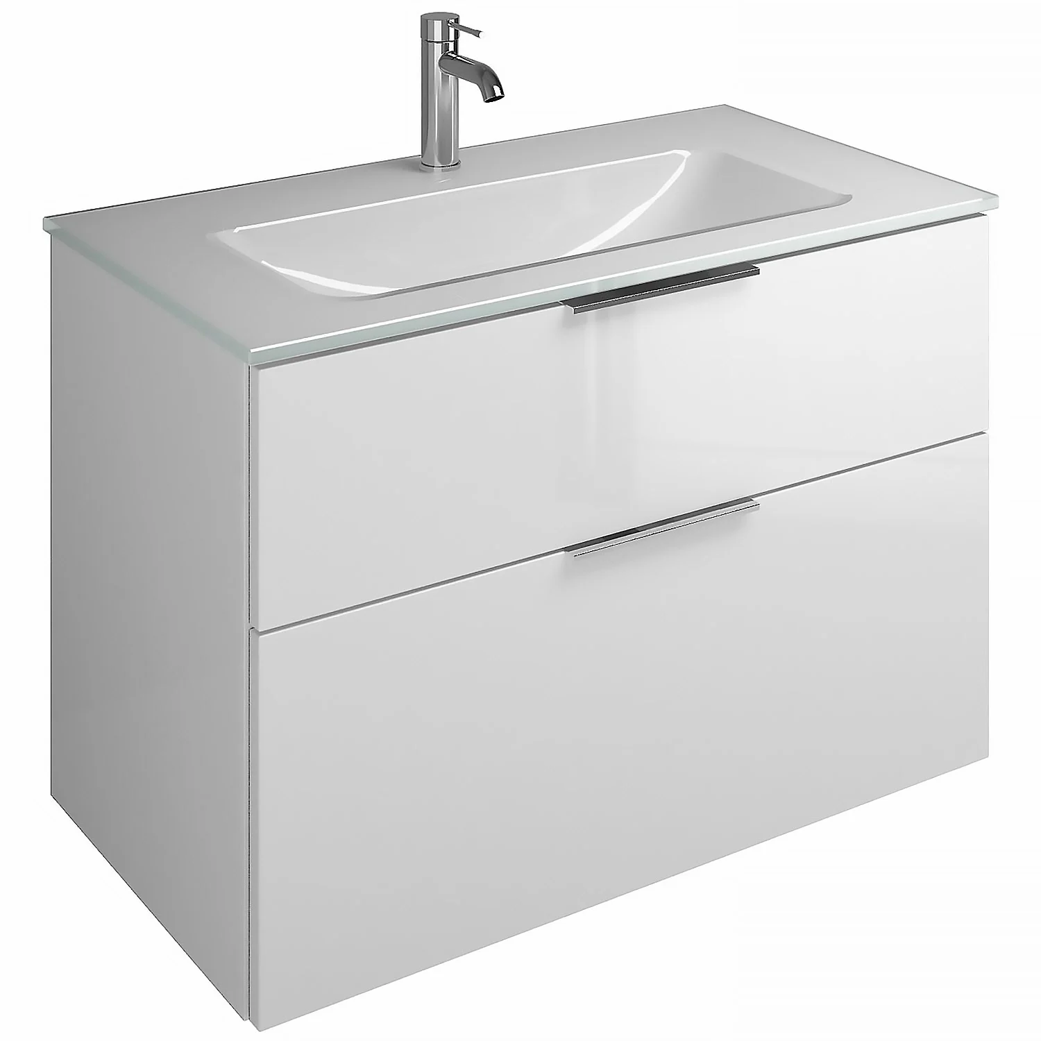 burgbad Eqio Waschtischkombination mit Glaswaschtisch 92 cm, mit Griff G0146