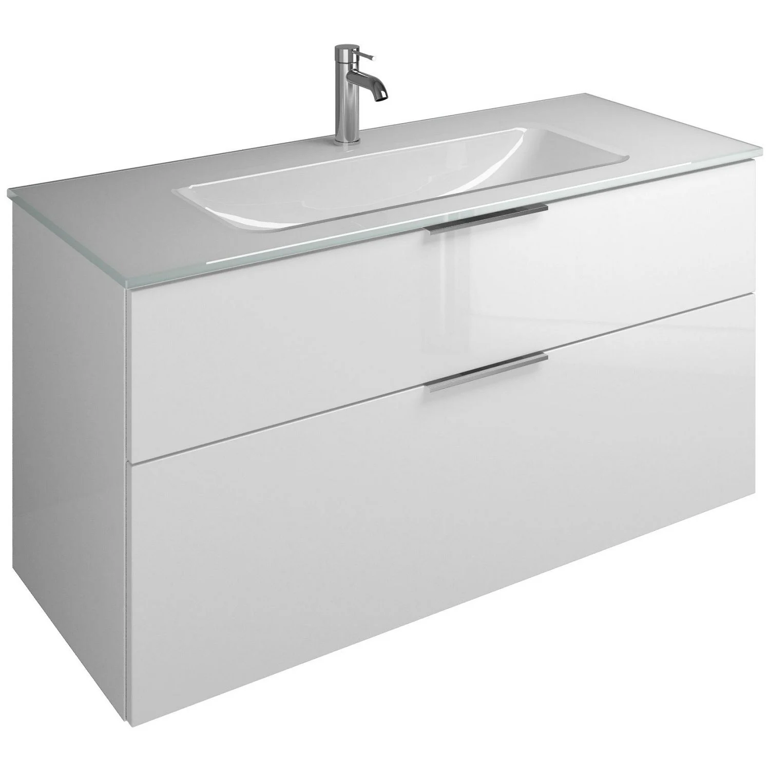 burgbad Eqio Waschtischkombination mit Glaswaschtisch 122 cm, mit Griff G0146