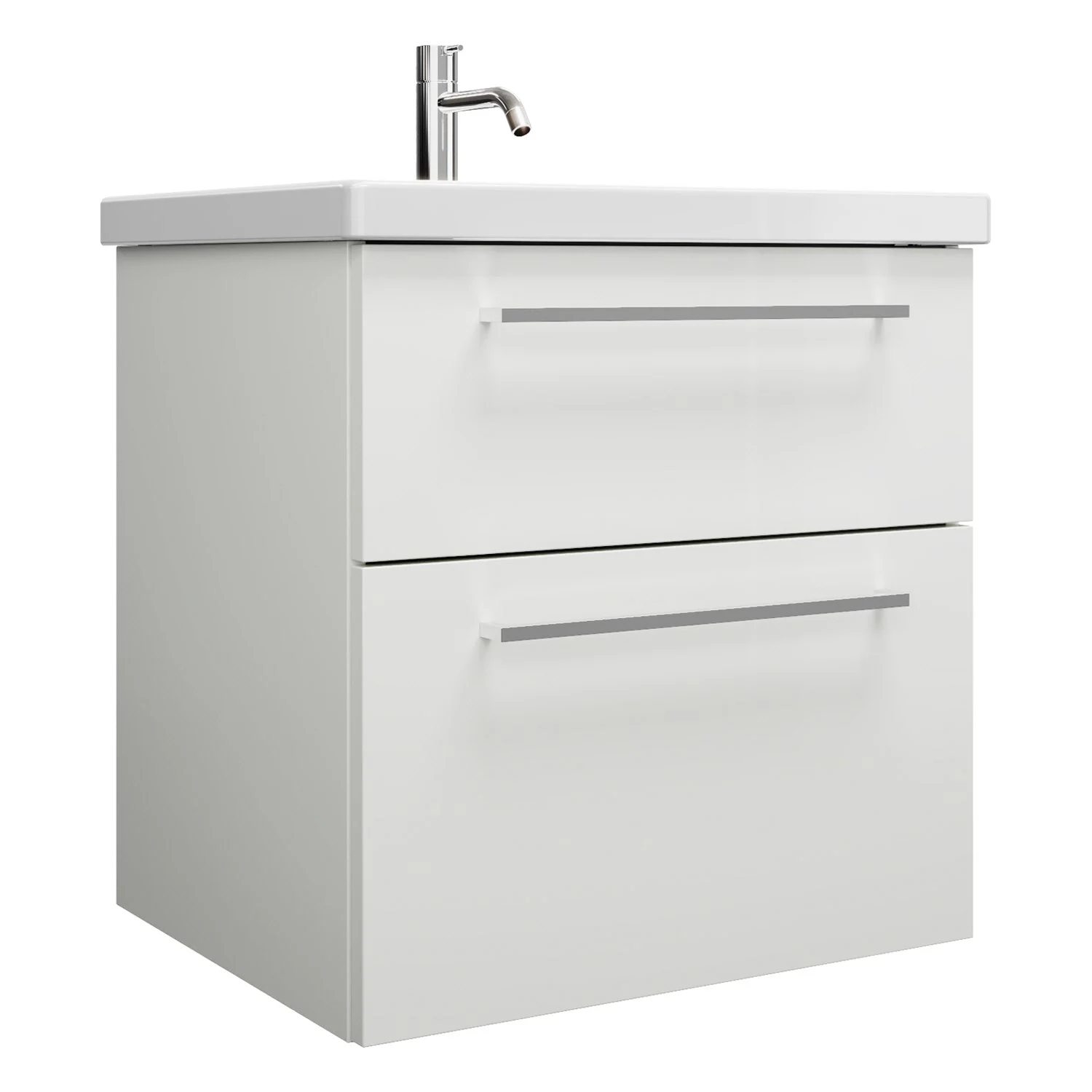 burgbad Eqio Waschtischkombination mit Keramik-Waschtisch, 63 cm, mit Stangengriff P95 Bild 2