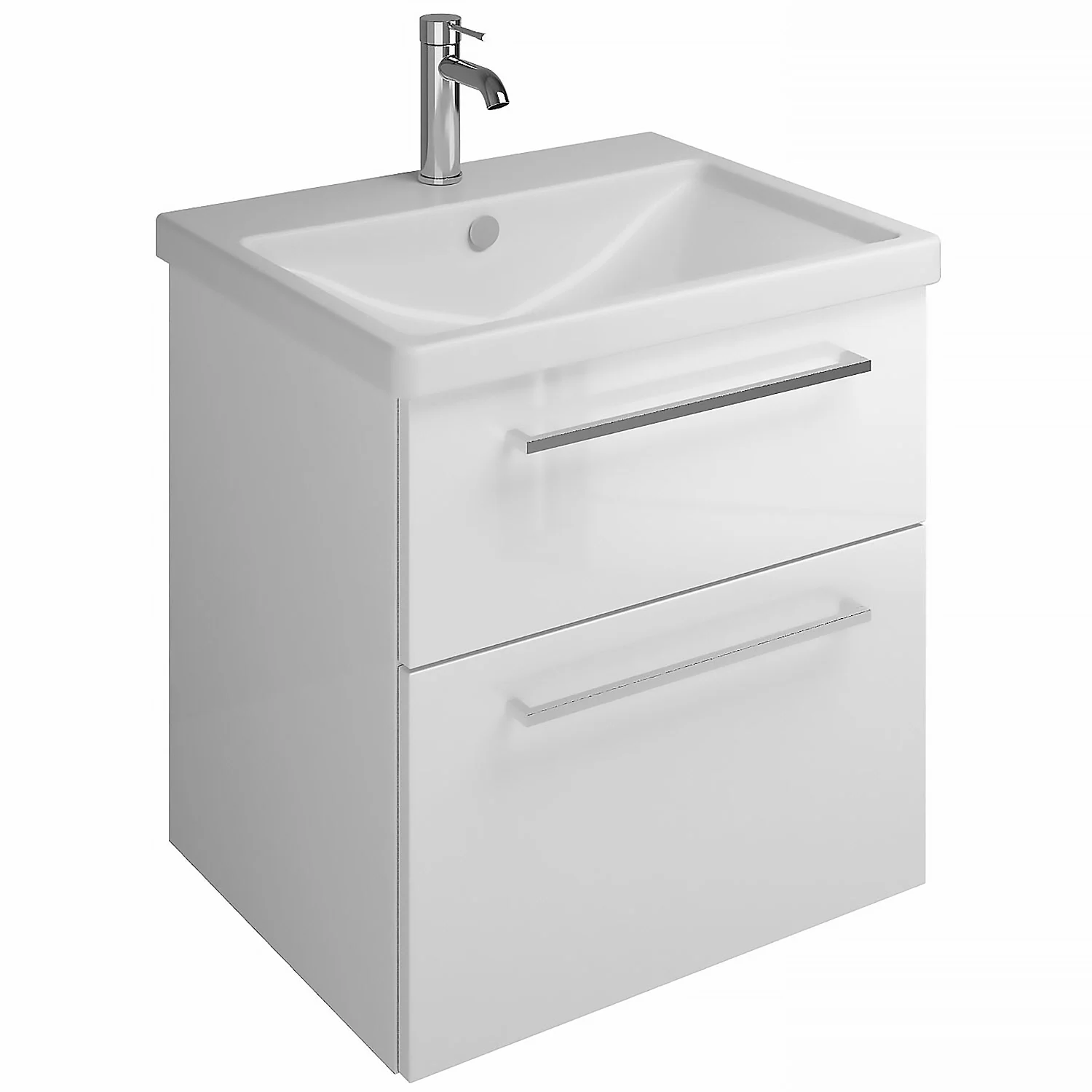 burgbad Eqio Waschtischkombination mit Keramik-Waschtisch, 63 cm, mit Stangengriff P95