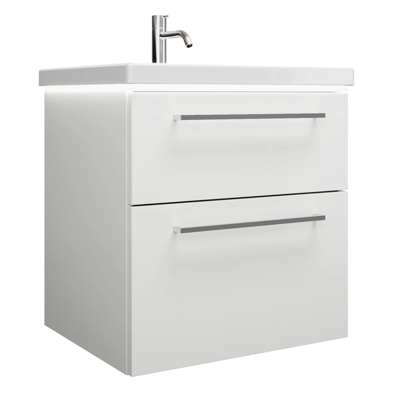 burgbad Eqio Waschtischkombination mit Keramik-Waschtisch mit LED-Beleuchtung, 63 cm, mit Stangengriff P95 Bild 2