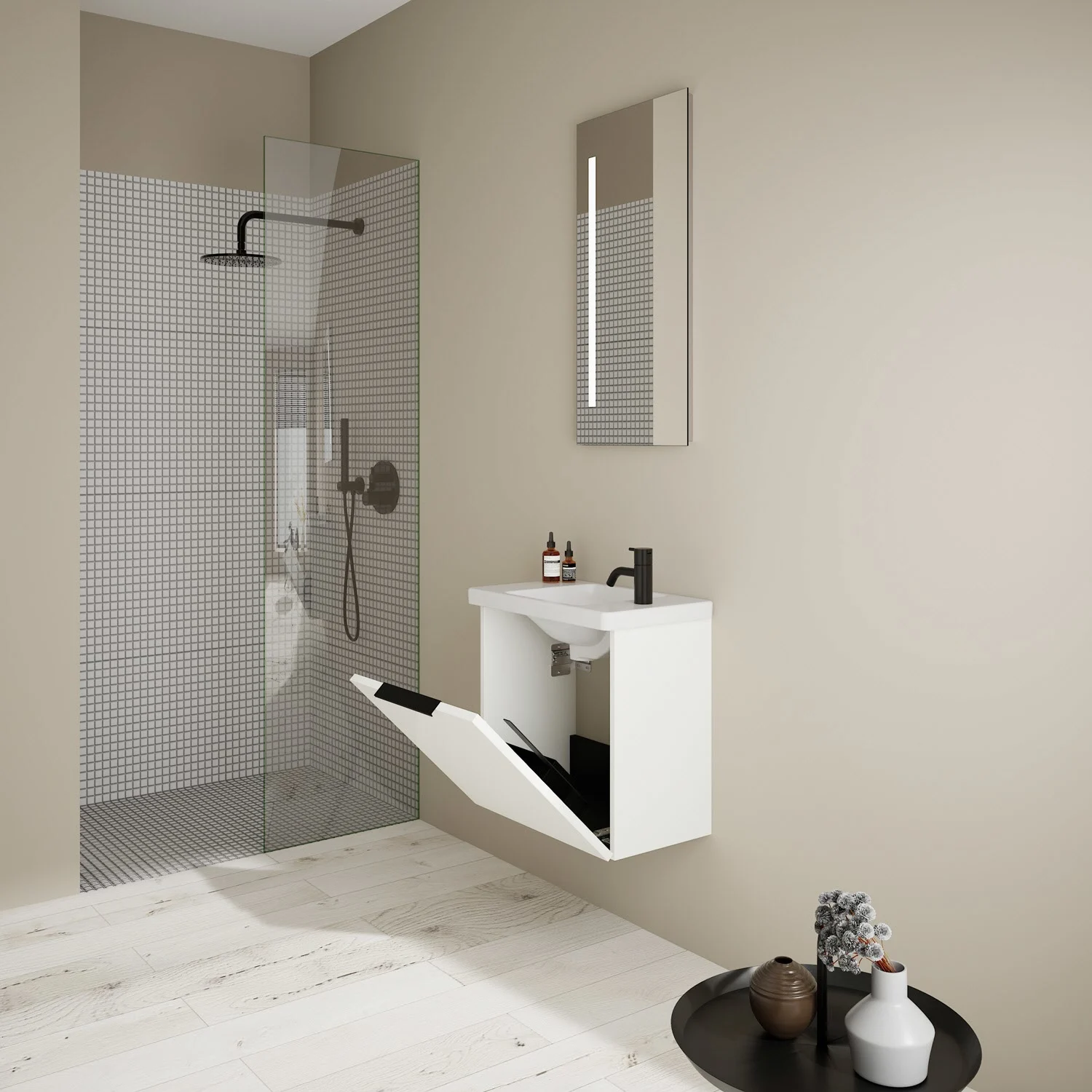 burgbad Eqio Waschtischkombination mit Keramik-Waschtisch, 53 cm, mit Griff G0200 Bild 9