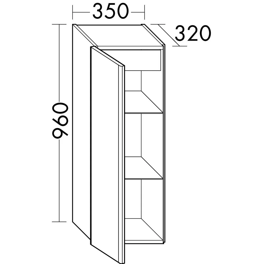 burgbad Iveo Halbhoher Schrank 35 x 32 x 96 cm Links Bild 3