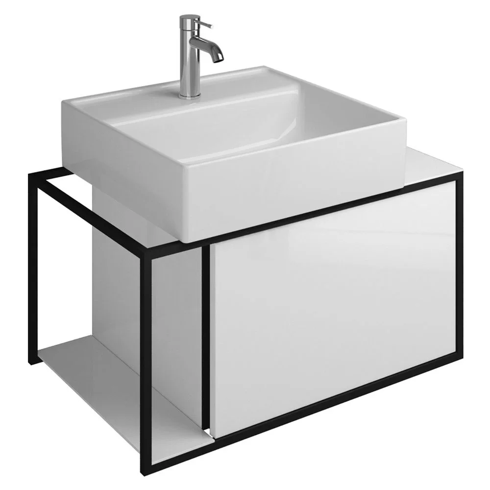 burgbad Junit Waschtischkombination mit Keramik-Waschtisch Links 76,5 cm