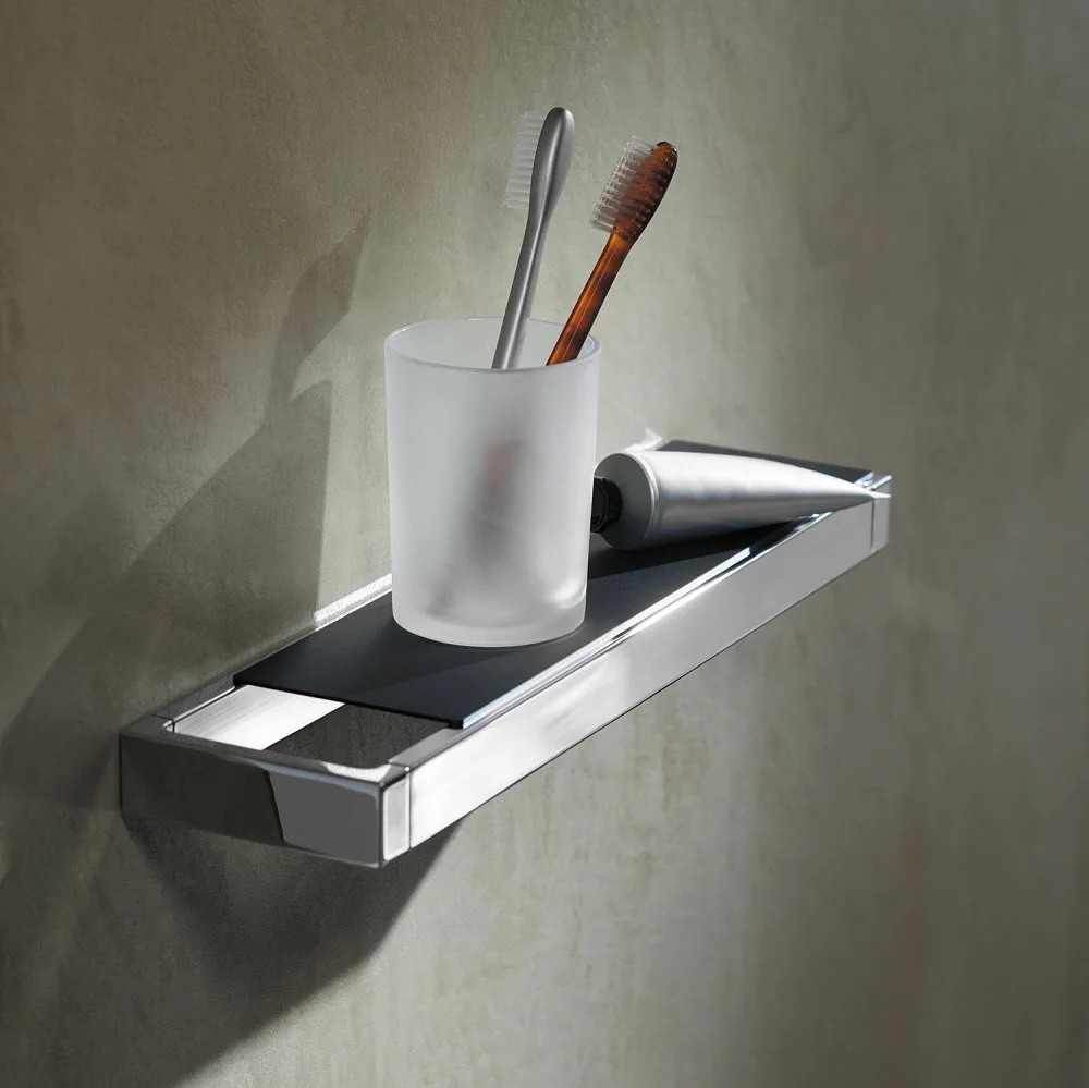 burgbad Wandablage inkl. Halterung und Becherhalter 40,5 cm