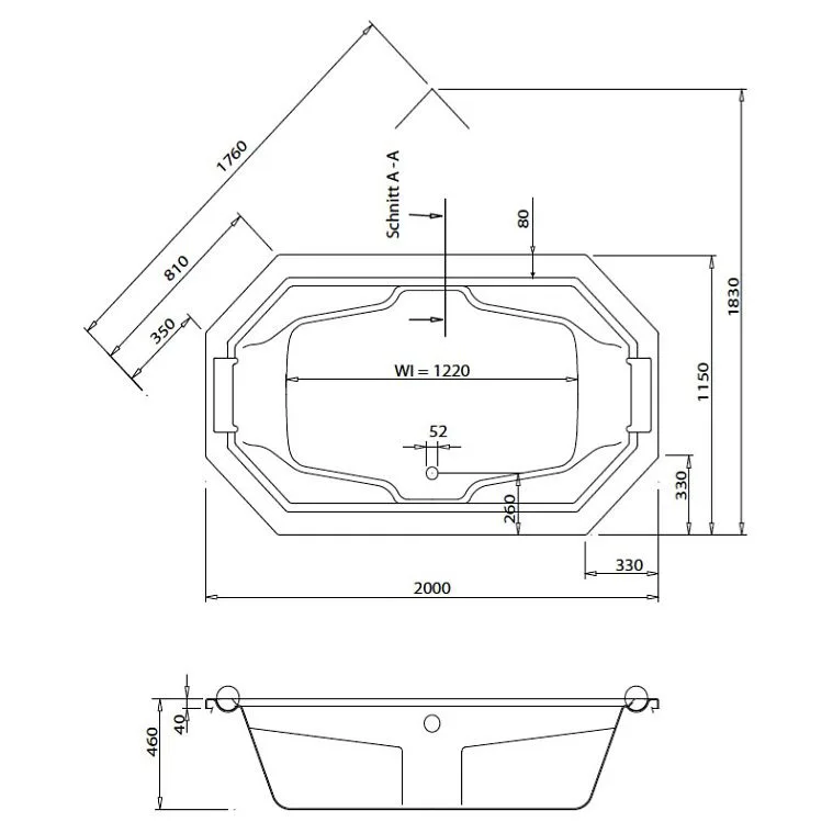 Caribia Barbados 8 Eck-Badewanne 200 x 115 cm Bild 2