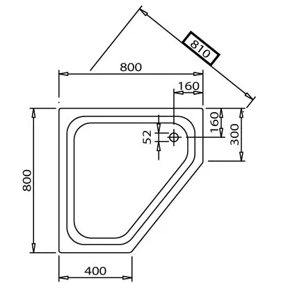 Caribia Corner 80 15 5-Eck-Duschwanne 80 x 80 cm links Bild 2