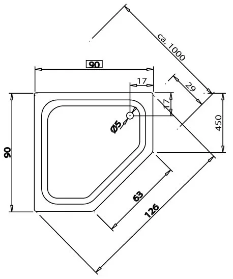 Caribia Corner 90 15 5-Eck-Duschwanne 90 x 90 cm Bild 2