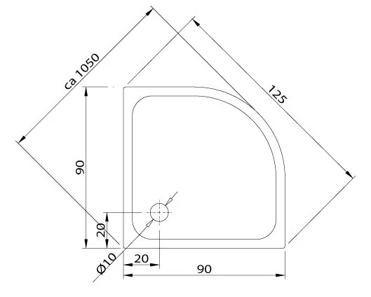 Caribia Eckdusche Floorline 90x3 Radius 50, 90 x 90 cm Bild 2