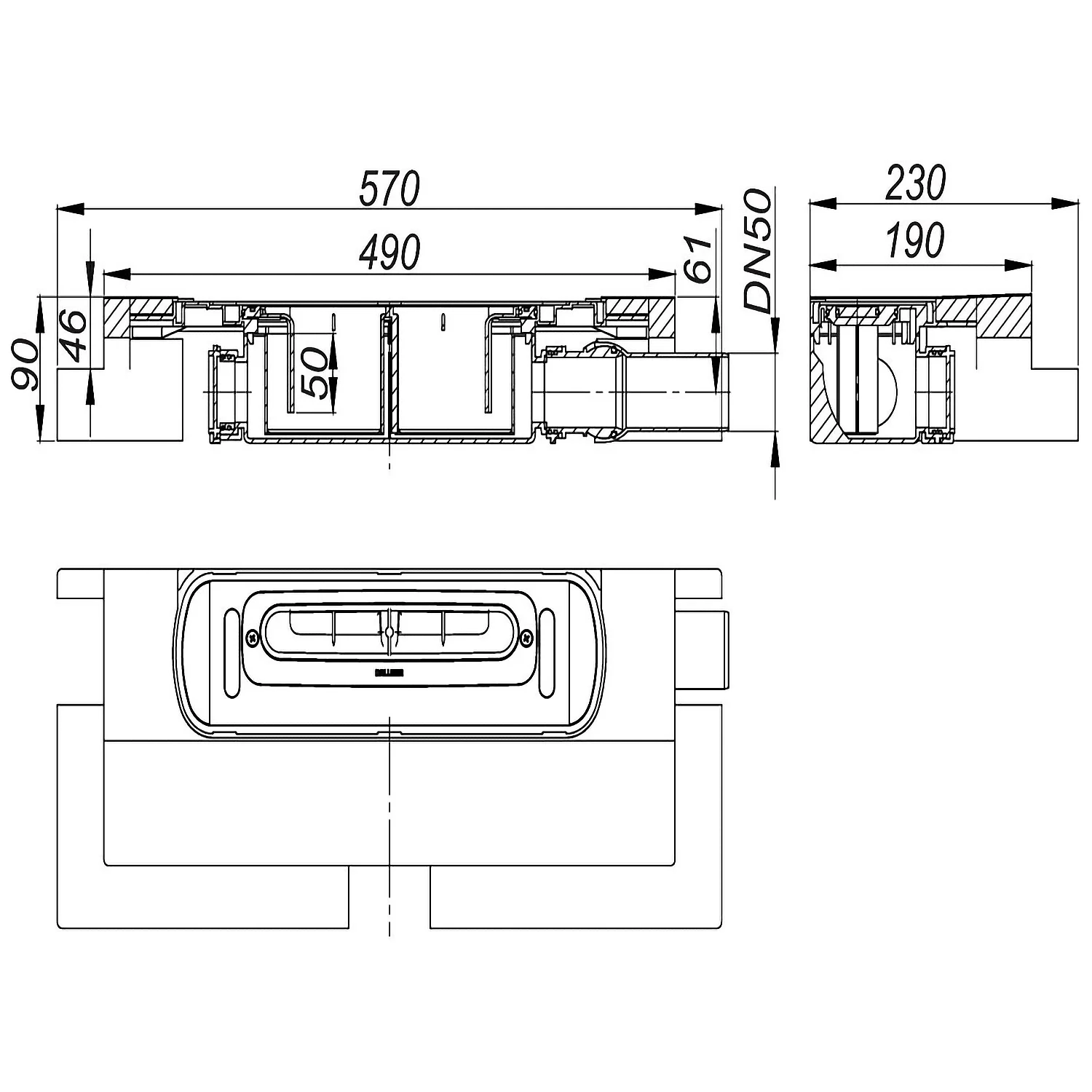 Dallmer DallFlex Ablaufgehäuse EPS-montiert, DN 50 Bild 2