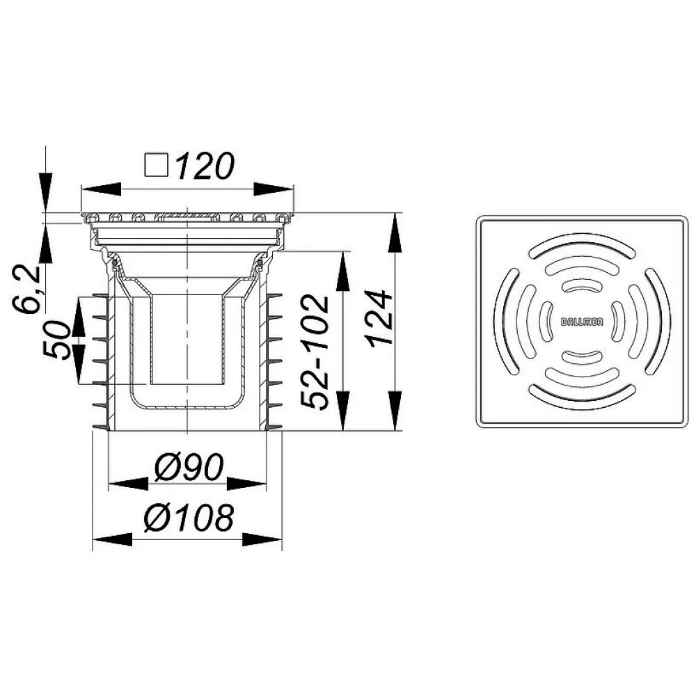 Dallmer Bodenablauf Pronto, DN 100, 12 x 12 cm Bild 2
