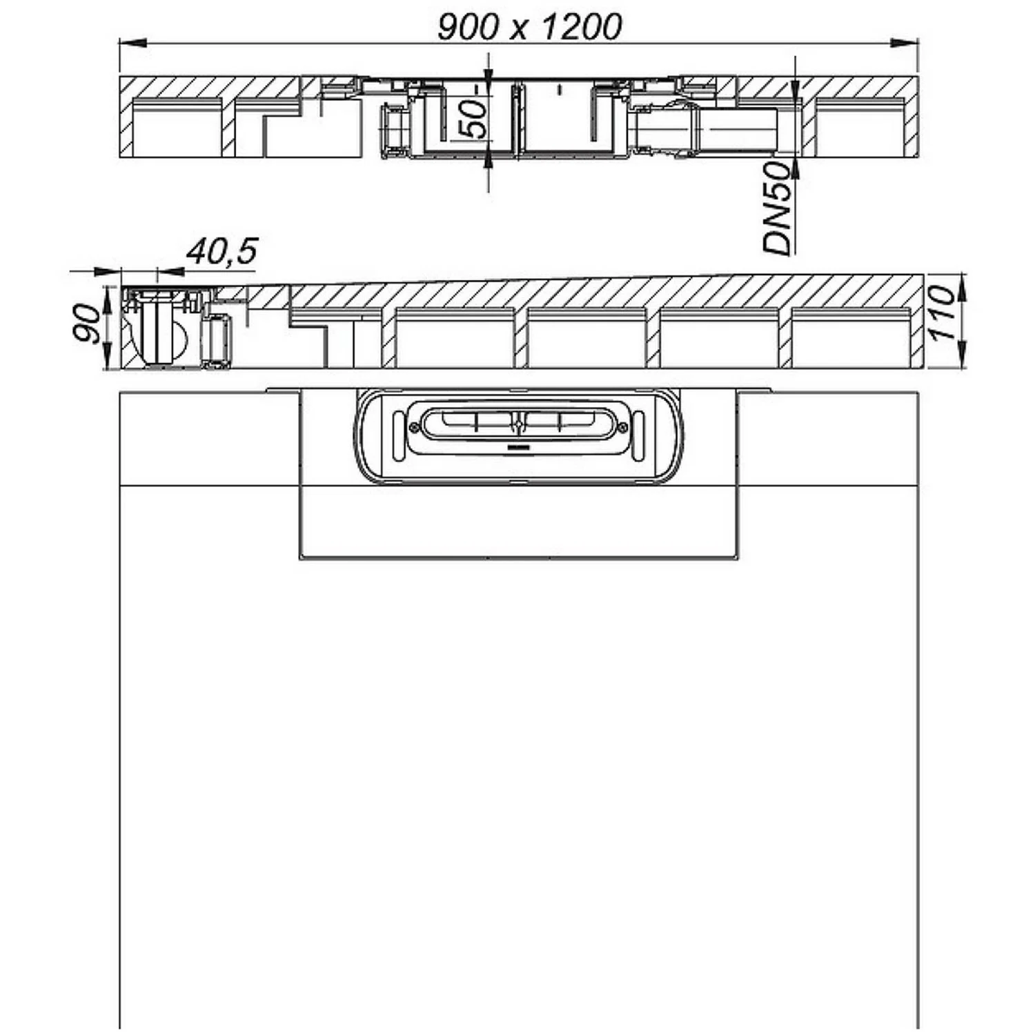 Dallmer DallFlex Wall Duschelement 90 x 120 cm DN 50 Bild 2
