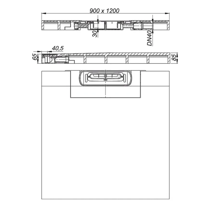 Dallmer DallFlex Wall Plan Duschelement 90 x 120 cm DN 40 Bild 2