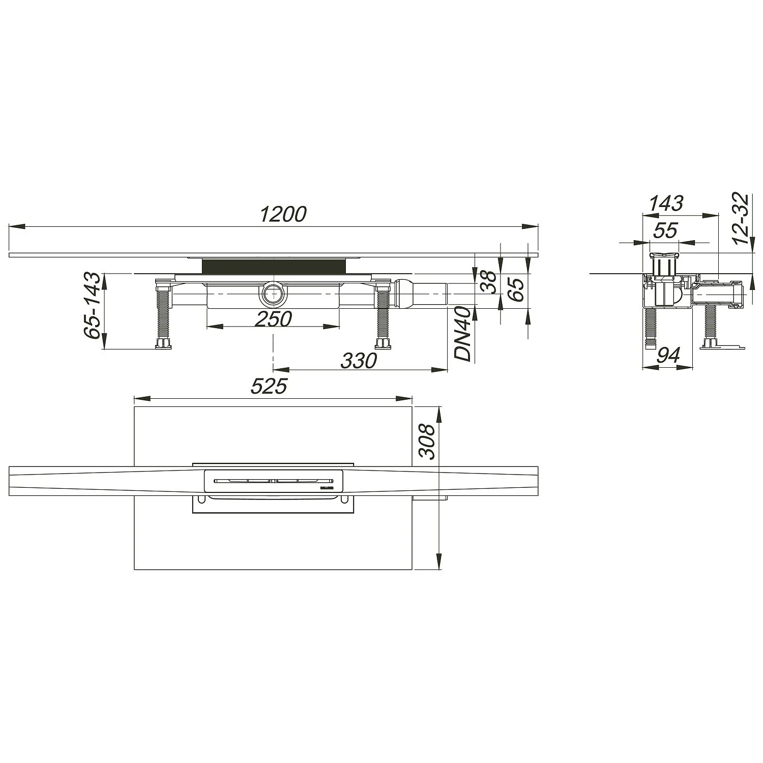 Dallmer Duschrinnen-Set CeraFloor Pure Plan, DN 40, 120 cm Bild 5