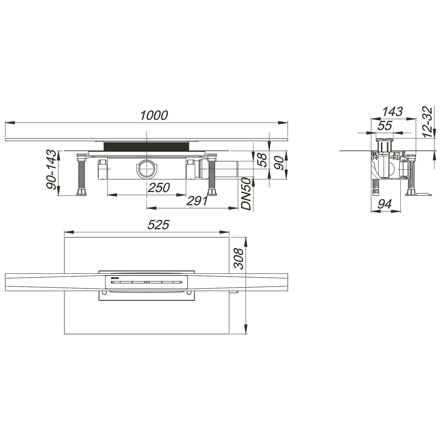 Dallmer Duschrinnen-Set CeraFloor Pure, DN 50, 100 cm Bild 5