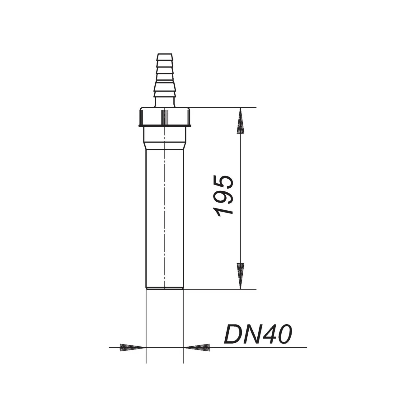 Rysunek techniczny rury zanurzeniowej DN40, Dallmer