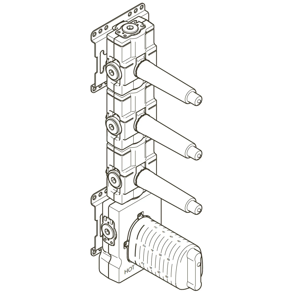 Dornbracht Grundkörper xTool Thermostatmodul mit 3 Ventilen 3/4" Bild 2