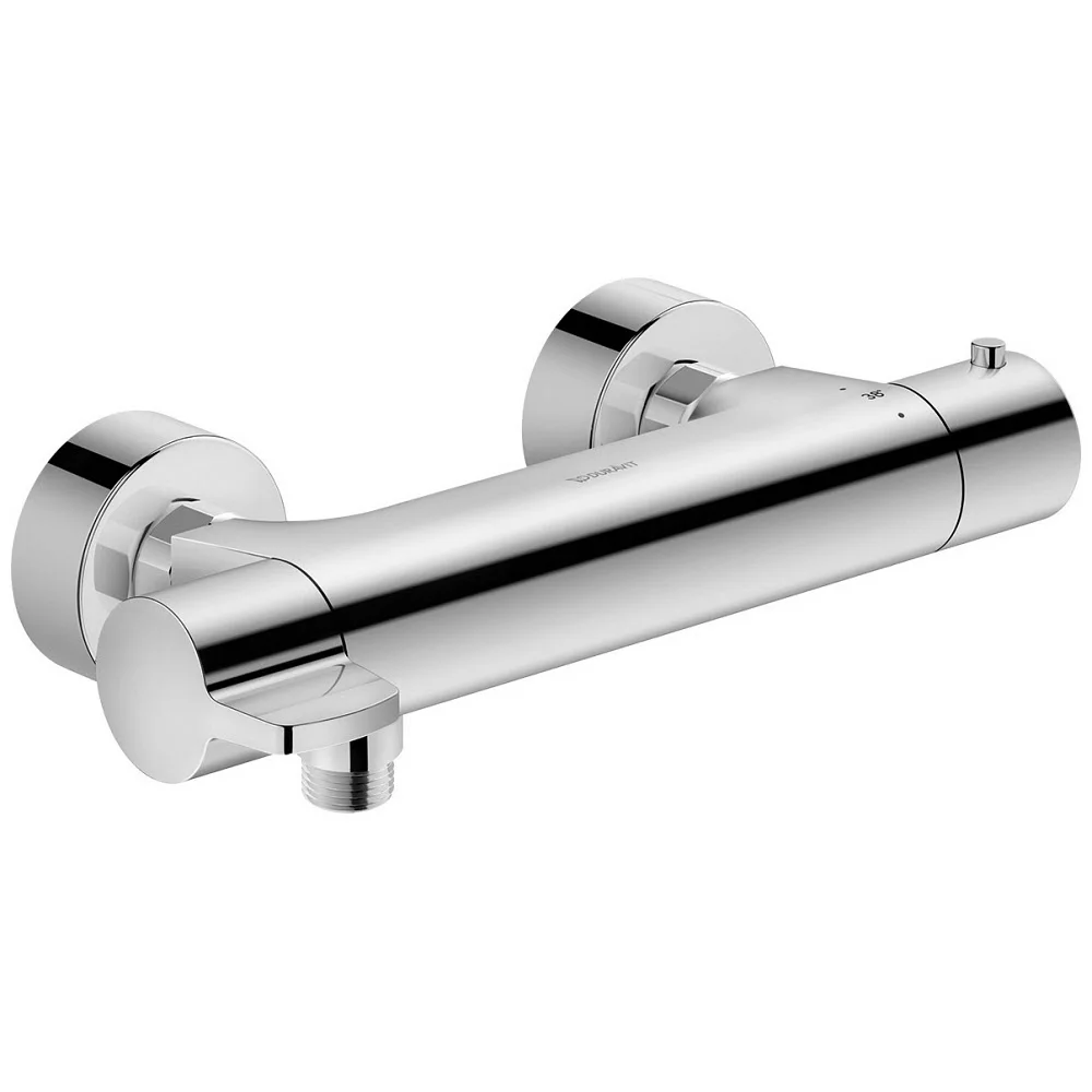 Chromowany termostat prysznicowy widok z boku, Duravit